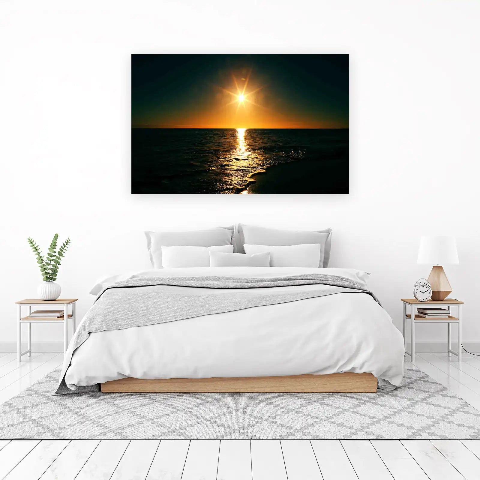 Golden Sunset Ocean Reflection Wall Art