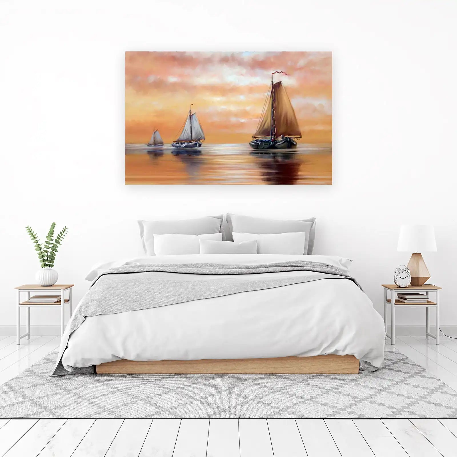Serene Sunset Sailboats Wall Art