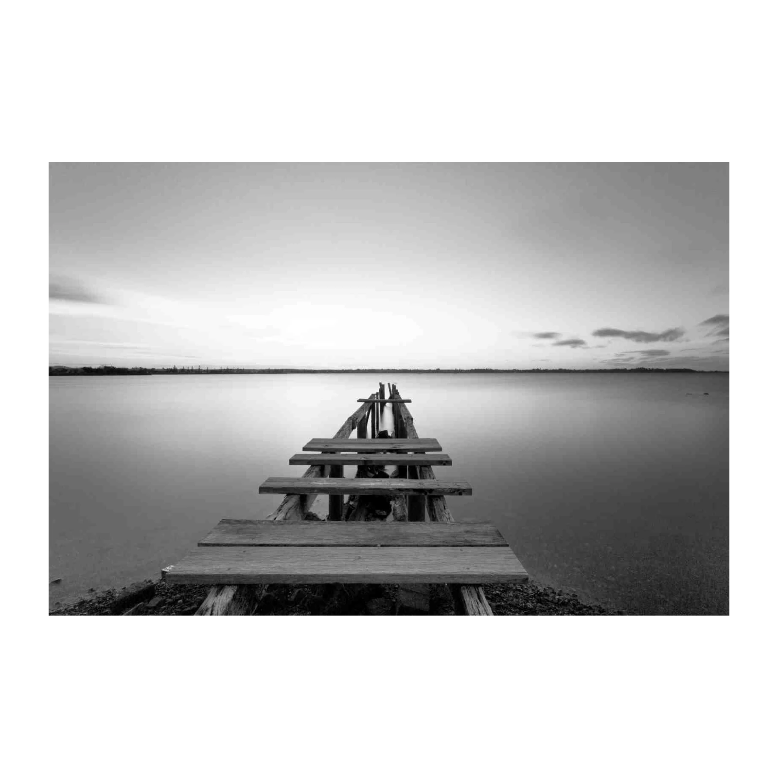 Serene Pier Landscape Black & White Wall Art
