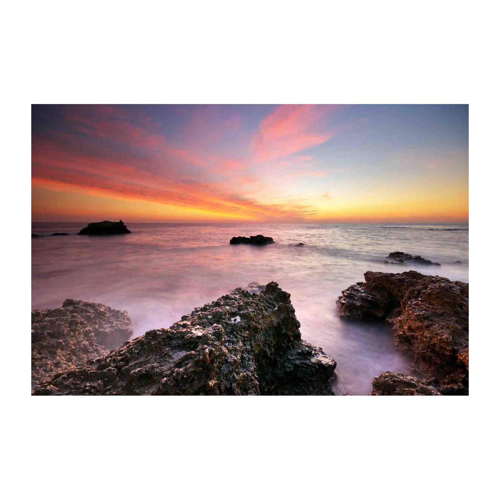 Serene Sunset Ocean Rocks Wall Art
