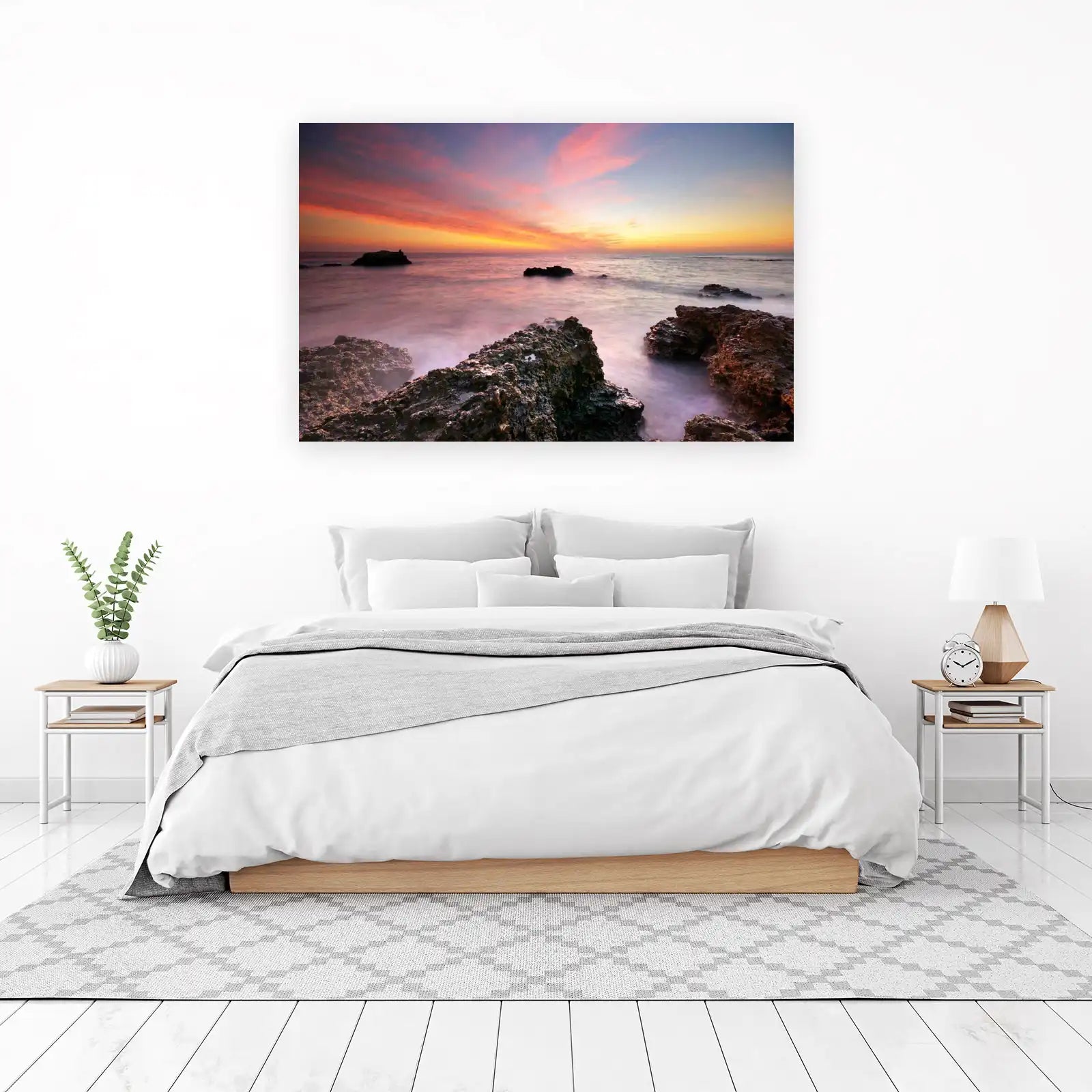 Serene Sunset Ocean Rocks Wall Art