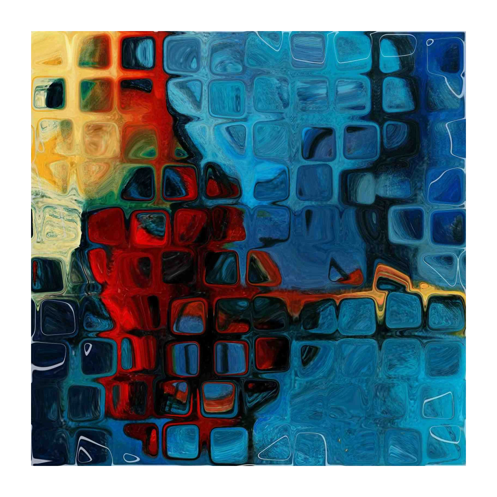 Abstract Blue & Red Fusion Wall Art