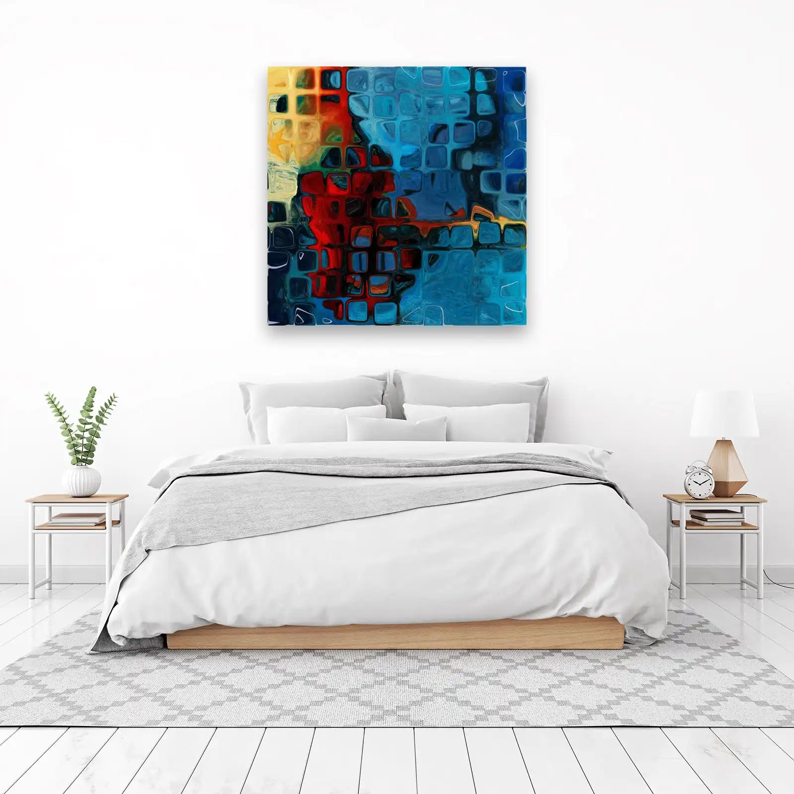 Abstract Blue & Red Fusion Wall Art