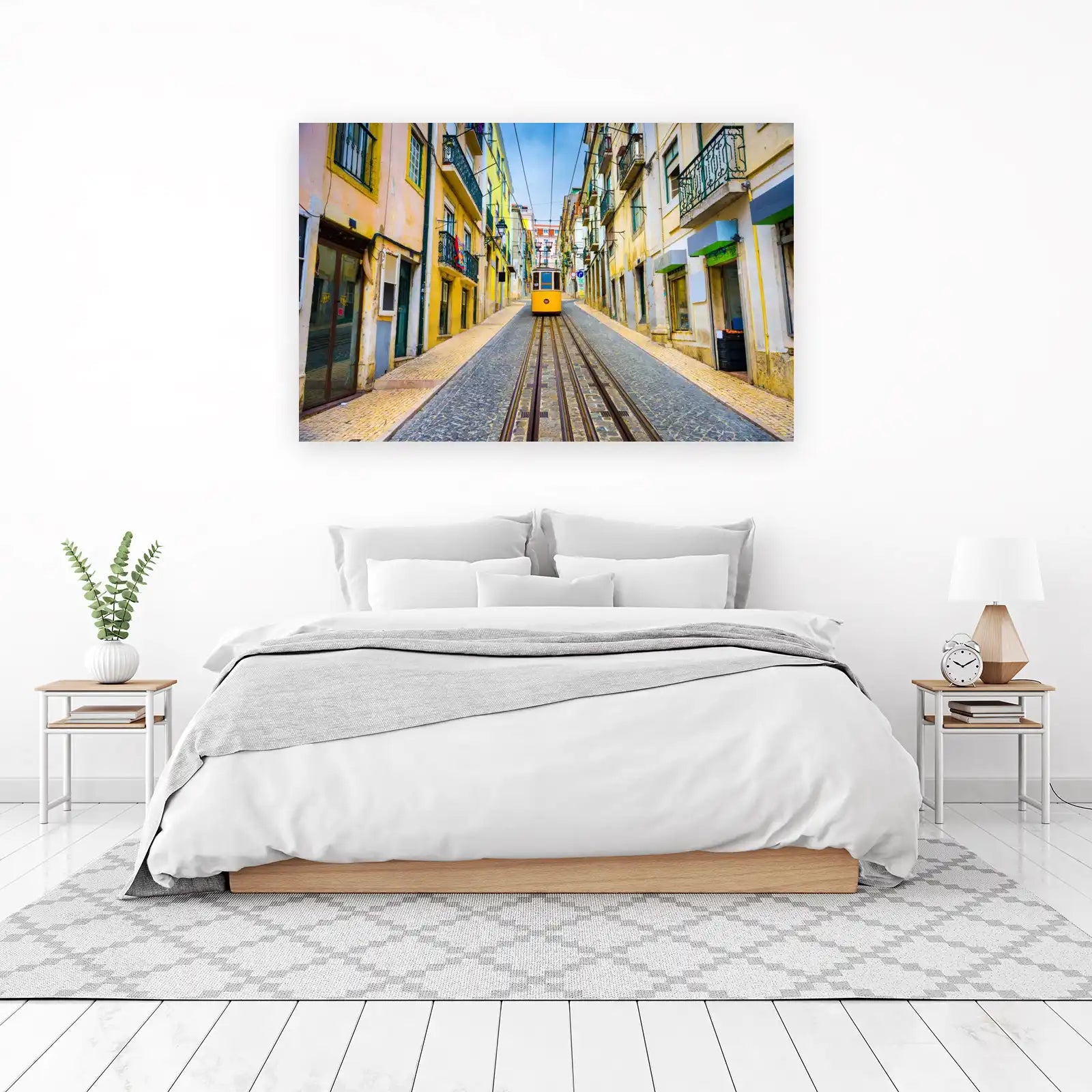 Lisbon Funicular & Yellow Buildings Wall Art
