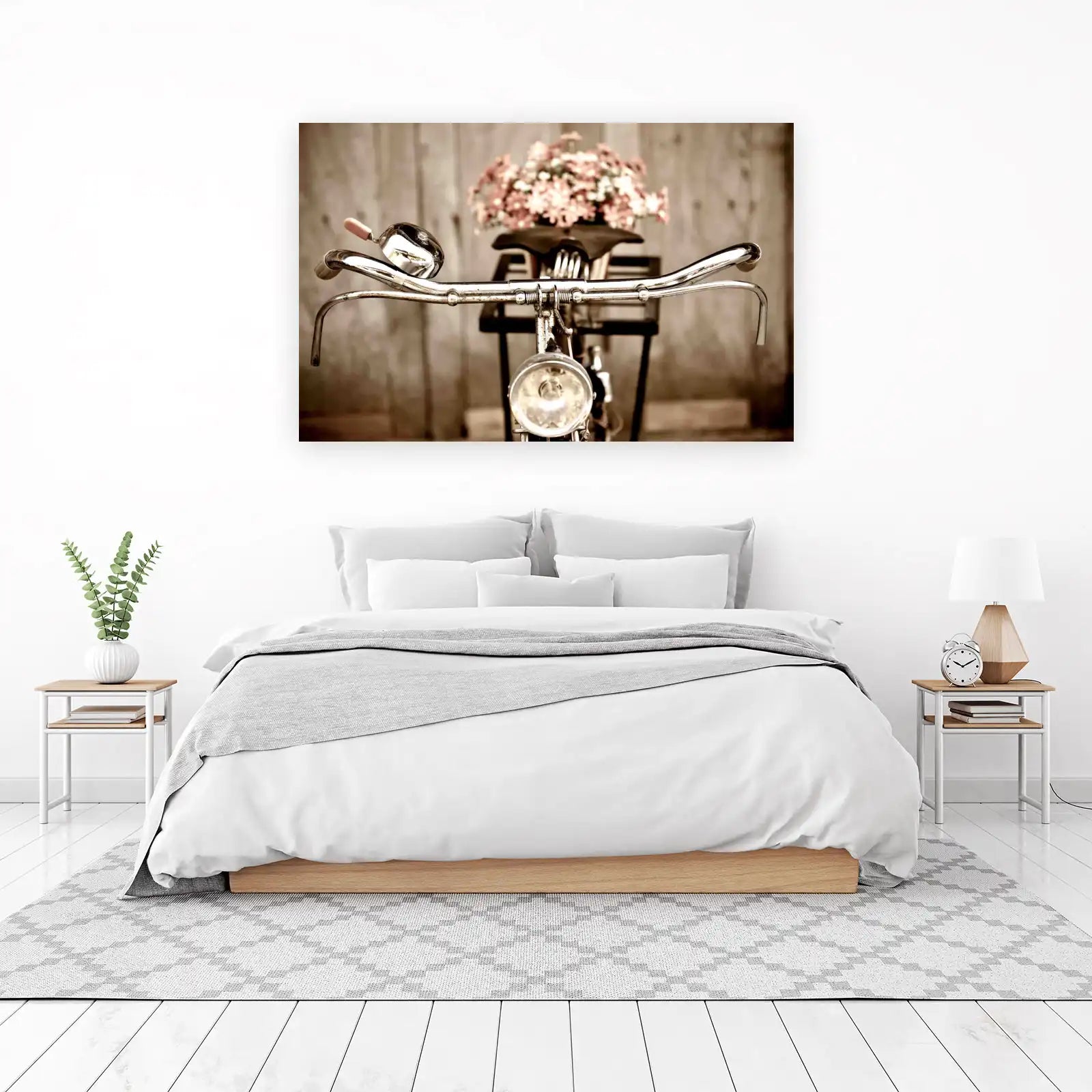 Vintage Bicycle Floral Blooms Wall Art