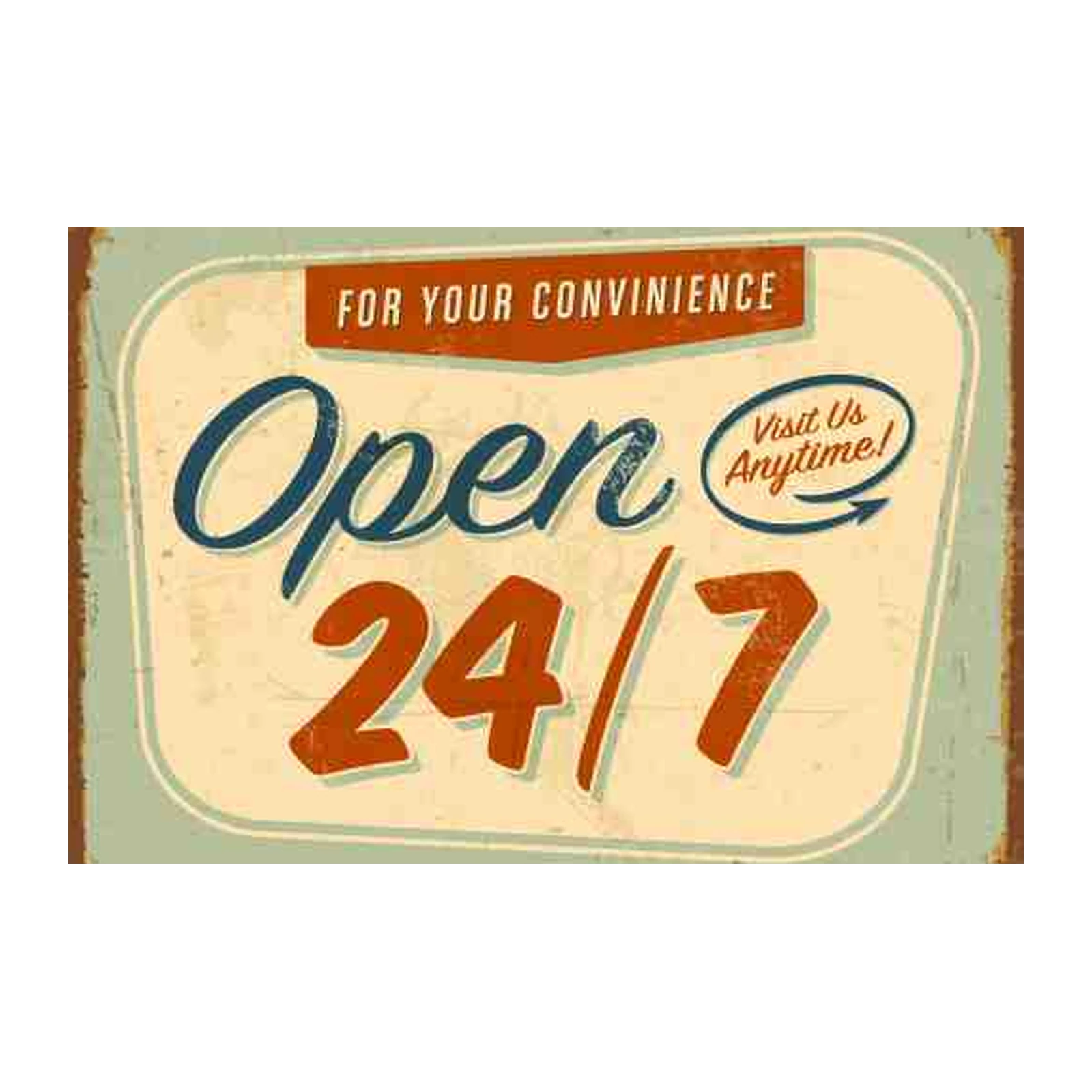 Vintage Open 24/7 Diner Sign Wall Art