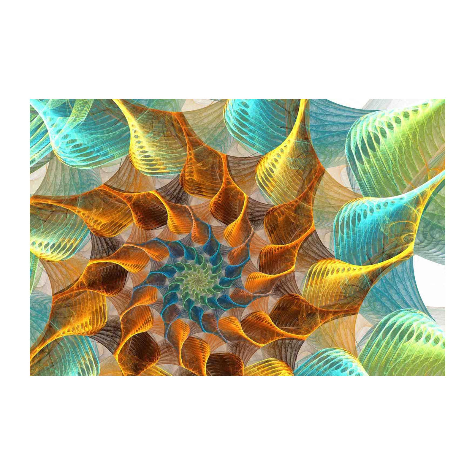 Vibrant Fractal Spiral Wall Art