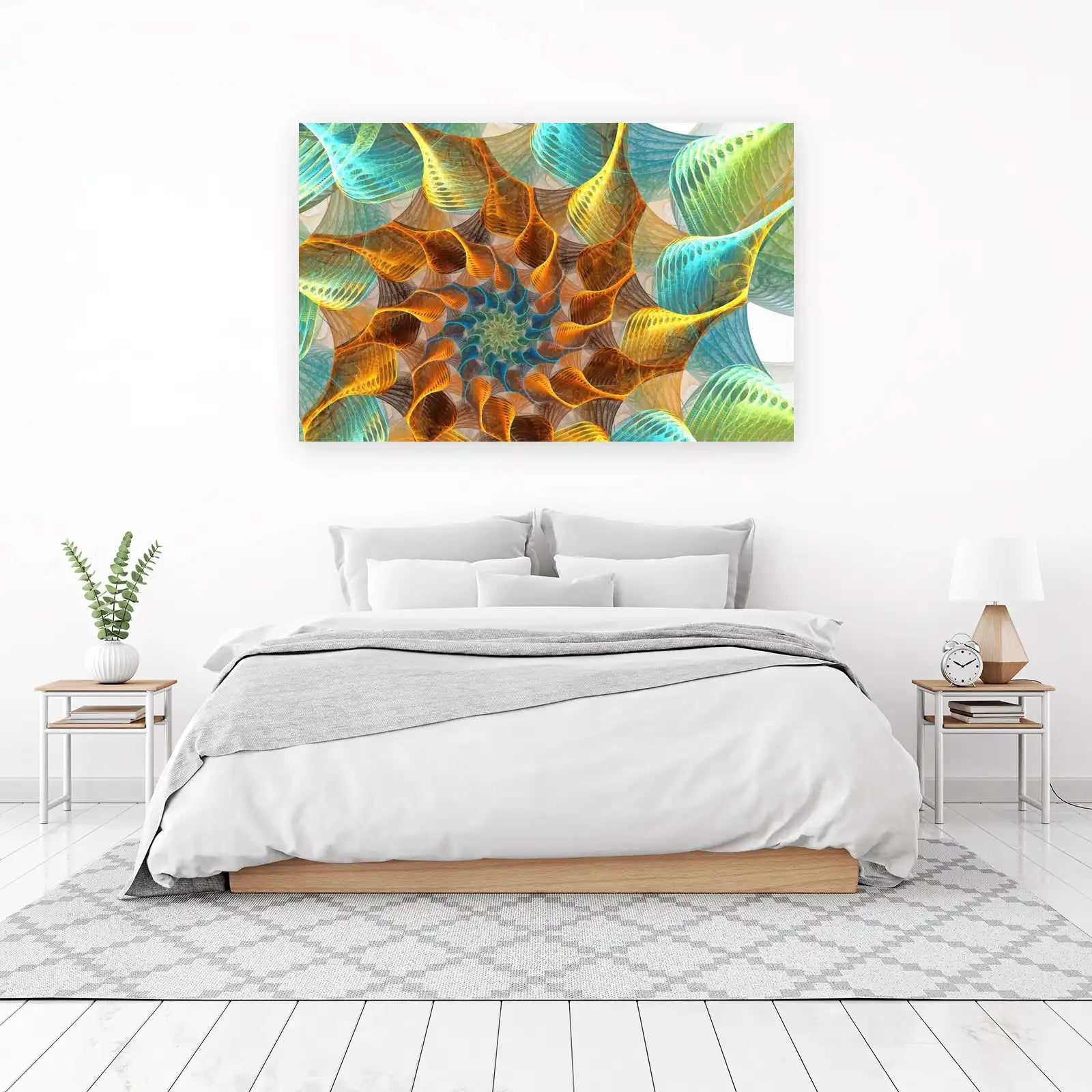 Vibrant Fractal Spiral Wall Art