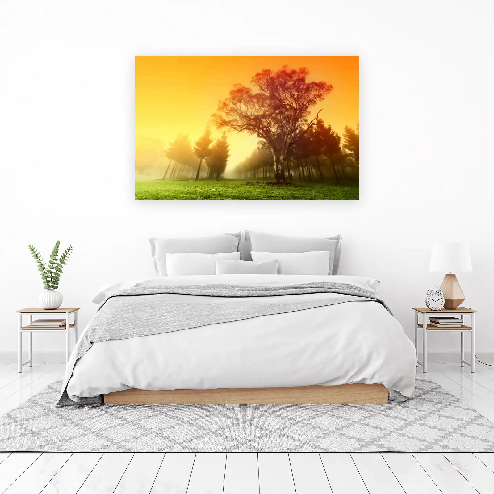 Misty Morning Tree Landscape Wall Art