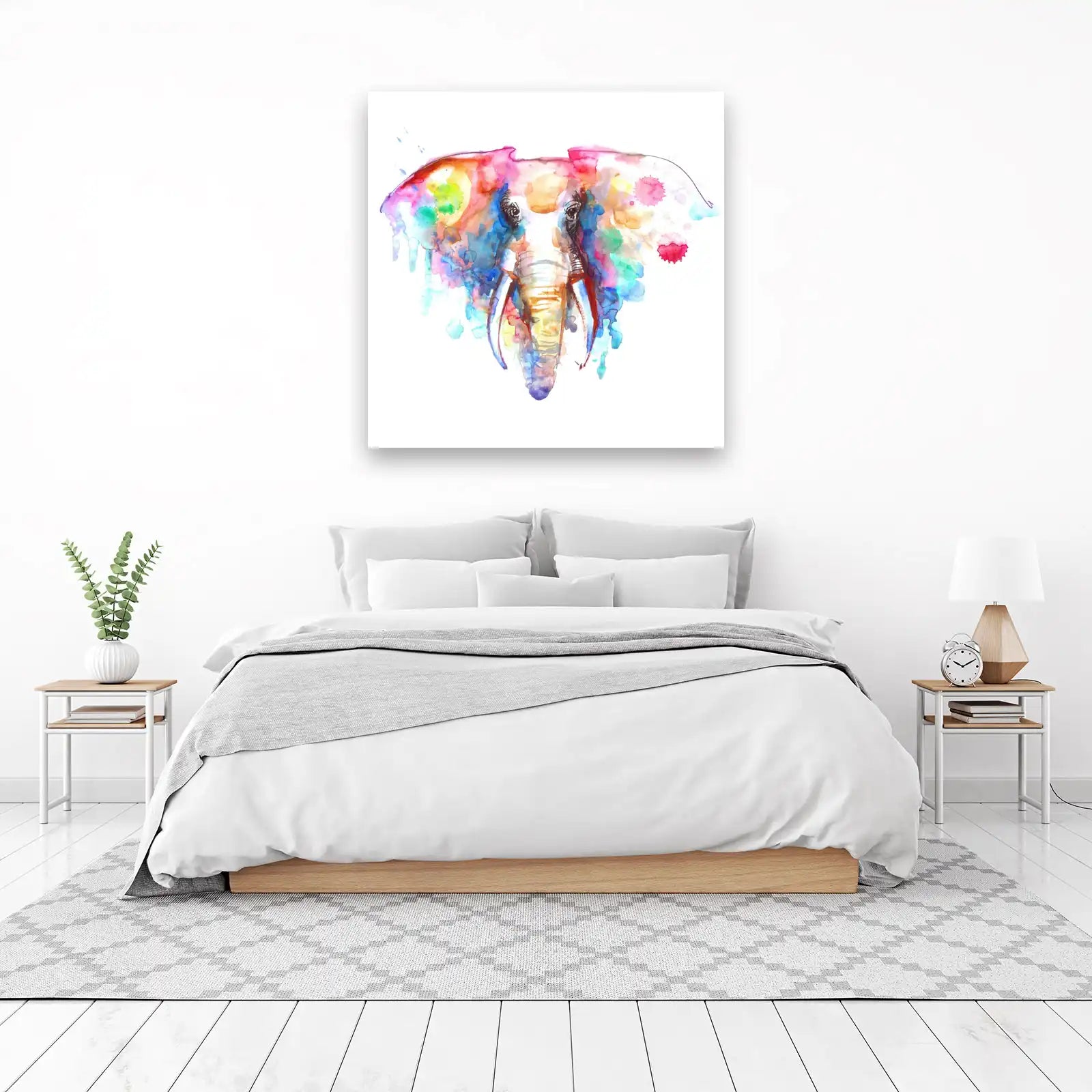 Vibrant Watercolor Elephant Art Wall Art