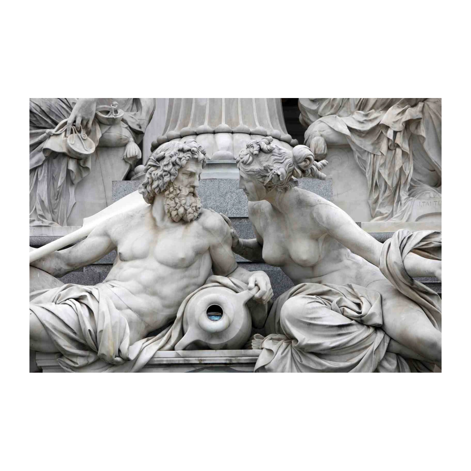 Neoclassical Couple Marble Sculpture Wall Art