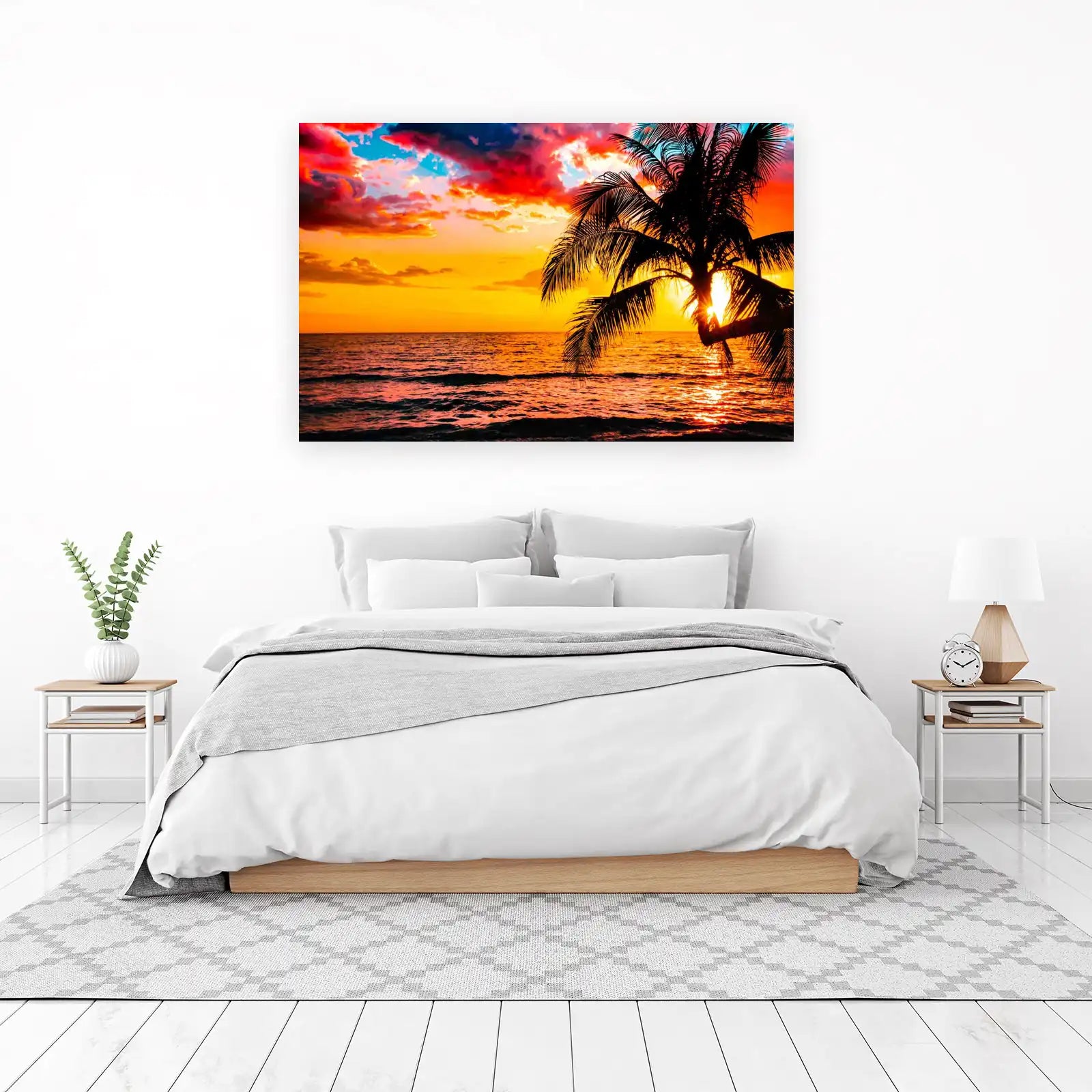 Vibrant Tropical Sunset Palm Tree Wall Art