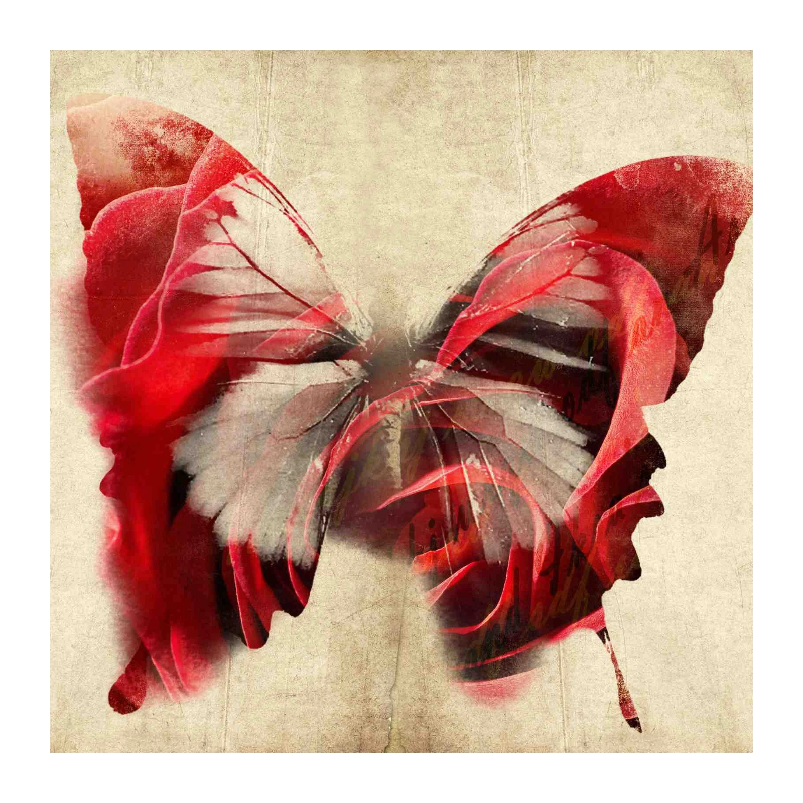 Crimson Bloom Butterfly Wall Art Wall Art