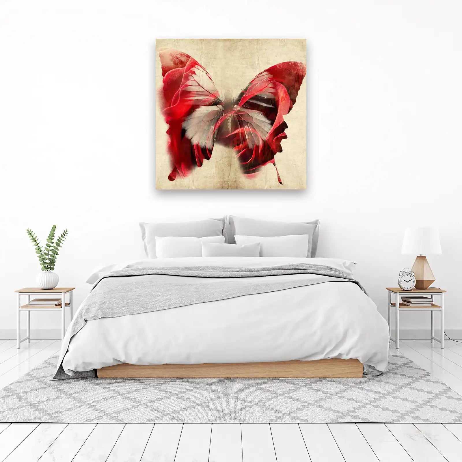 Crimson Bloom Butterfly Wall Art Wall Art