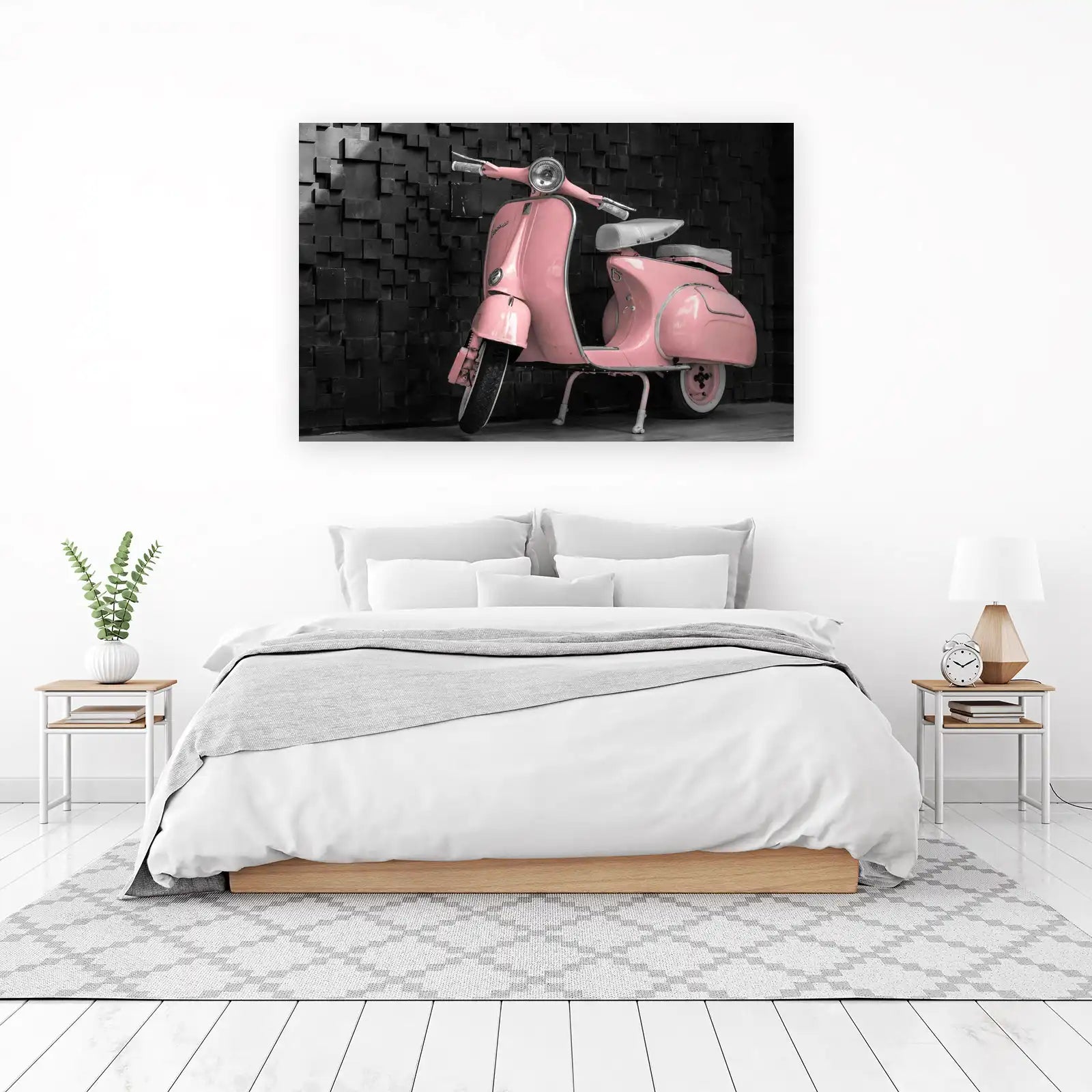 Retro Pink Vespa Scooter Wall Art