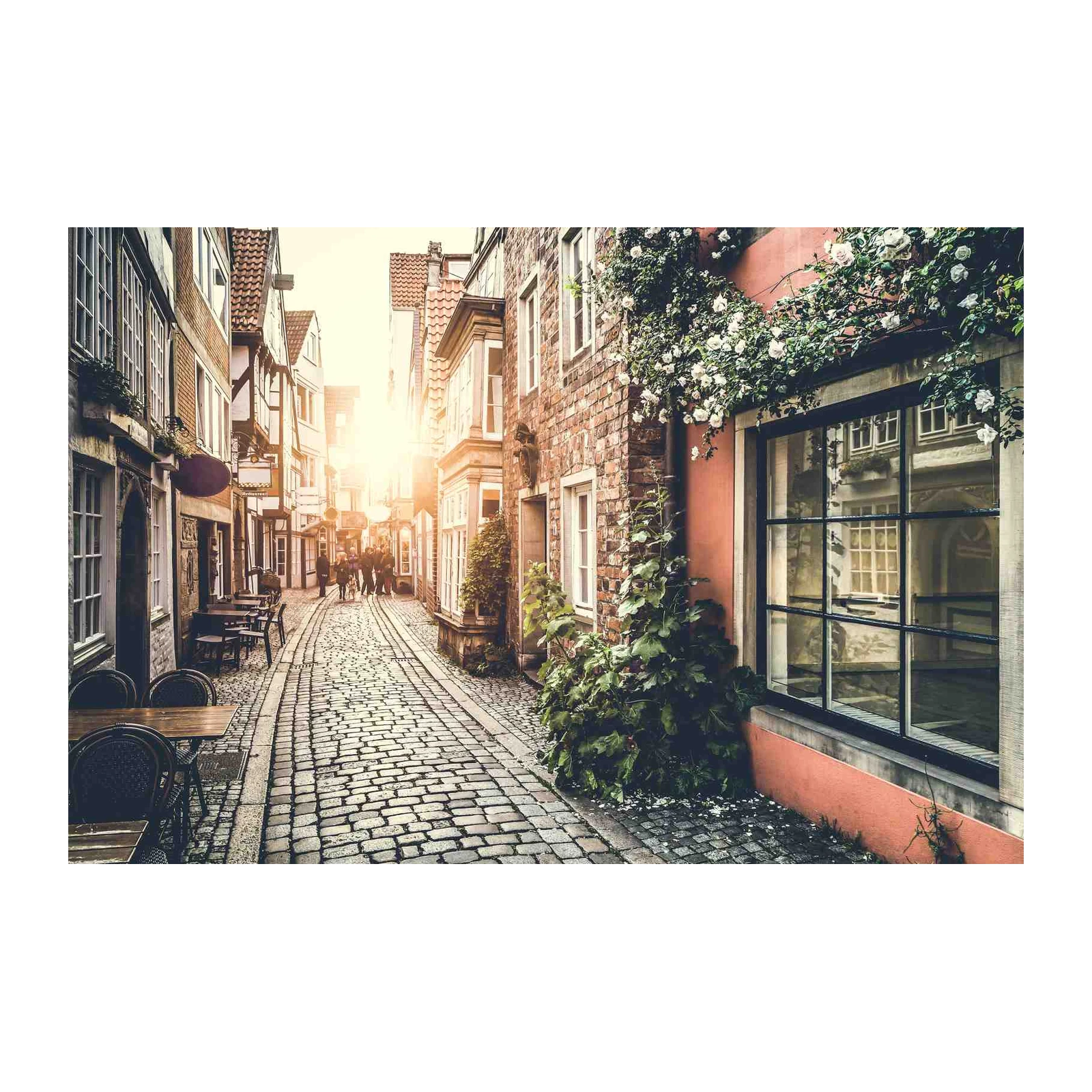 European Cobblestone Street Romance Wall Art
