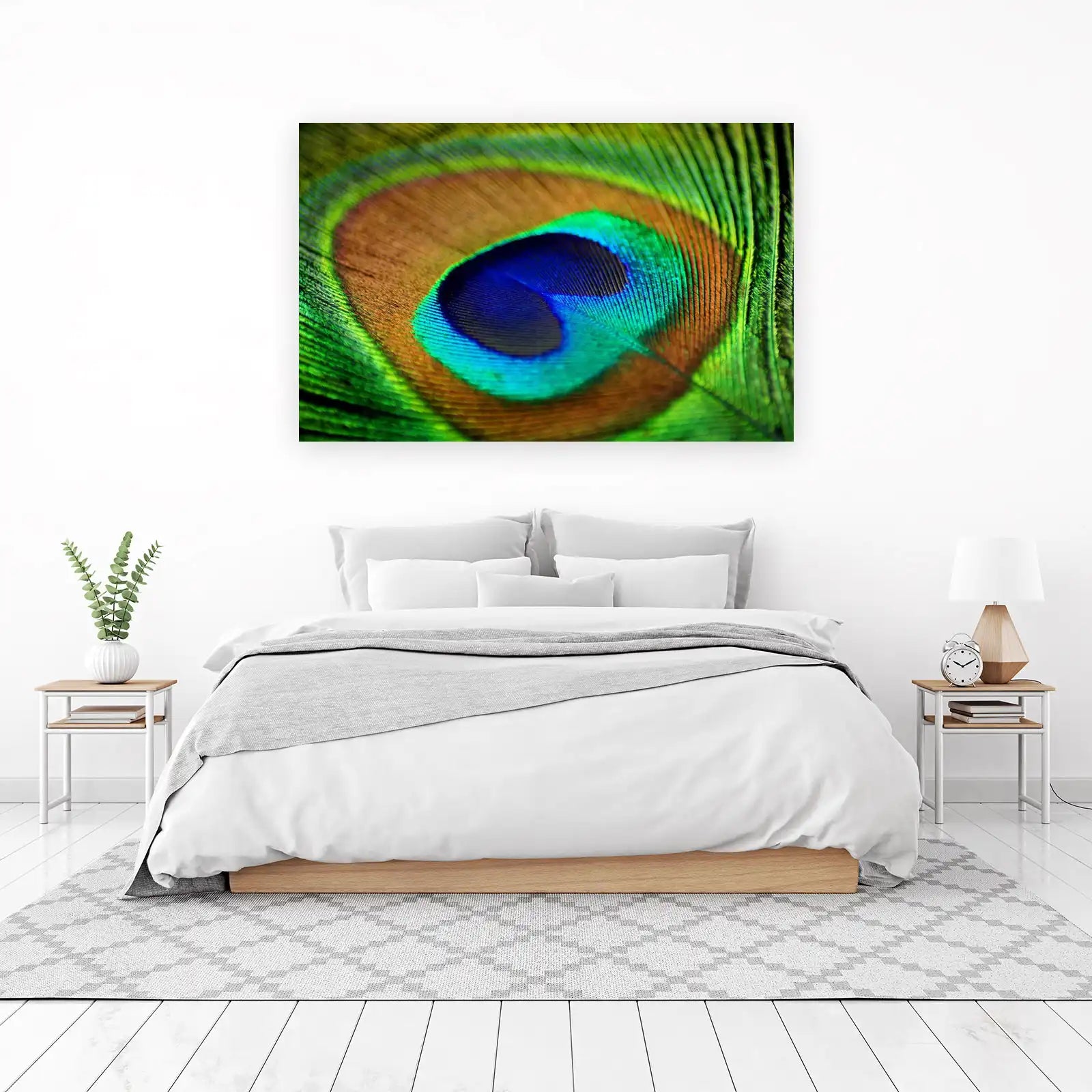 Vibrant Peacock Feather Macro Wall Art