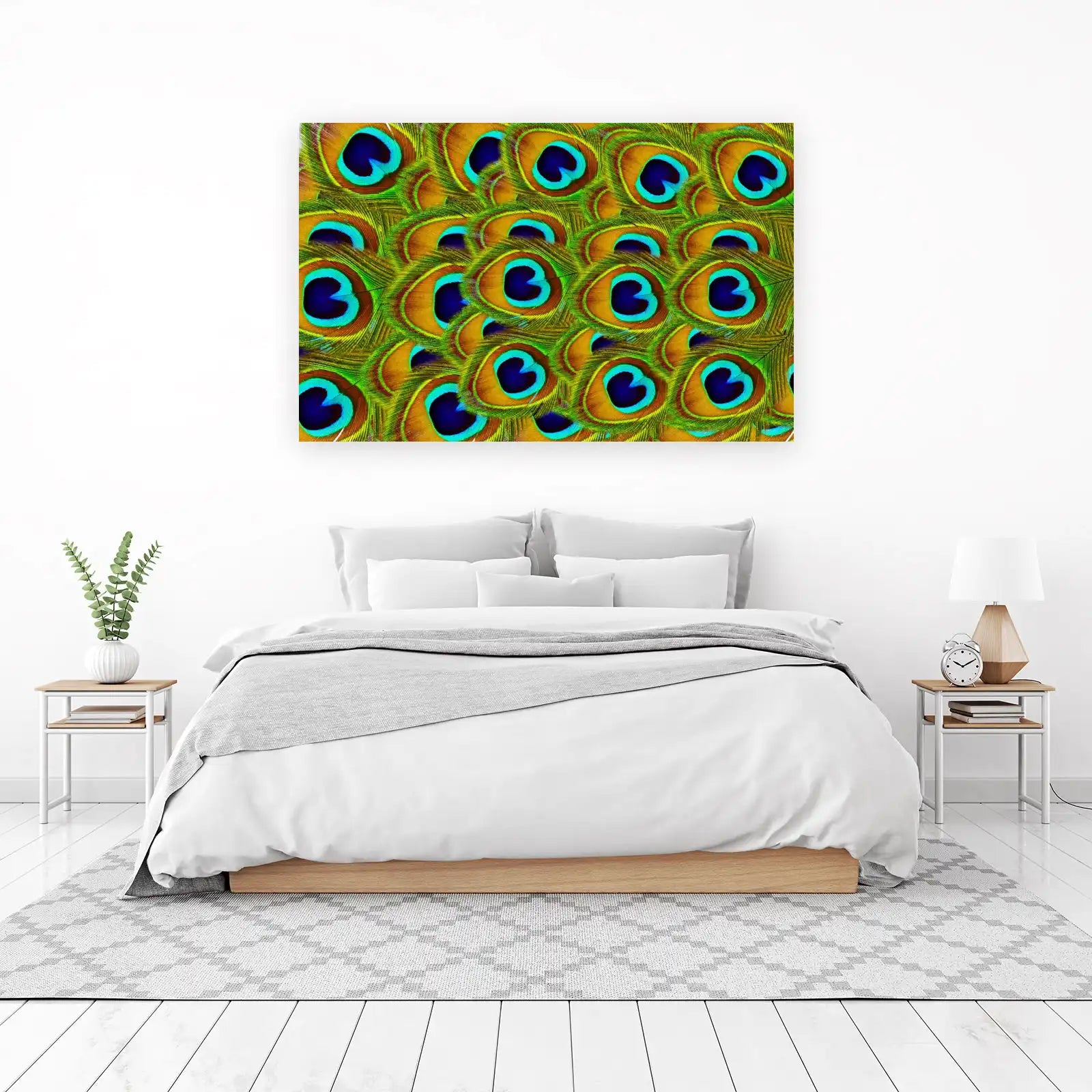 Vibrant Peacock Feather Pattern Wall Art