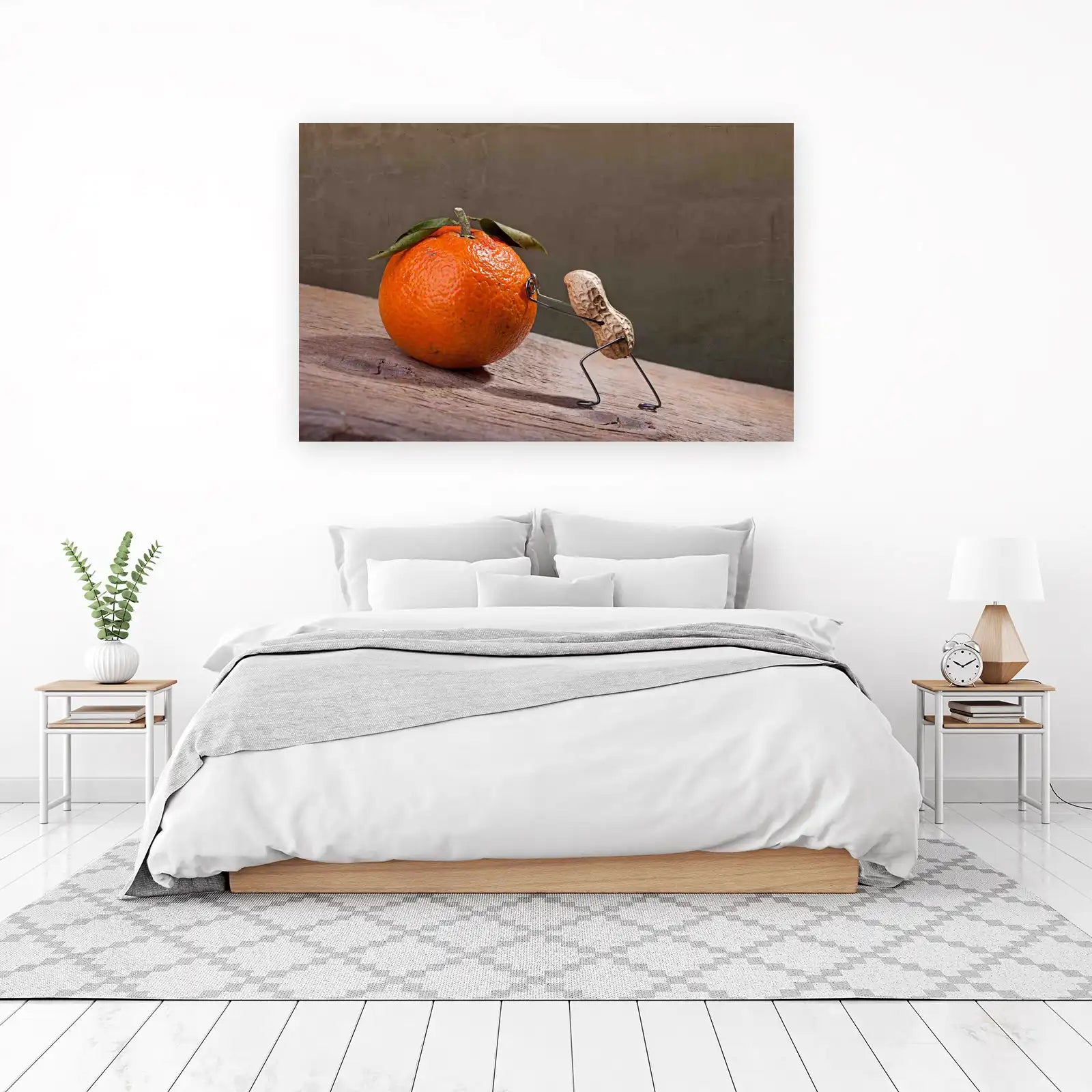 Playful Peanut Pushing Orange Wall Art