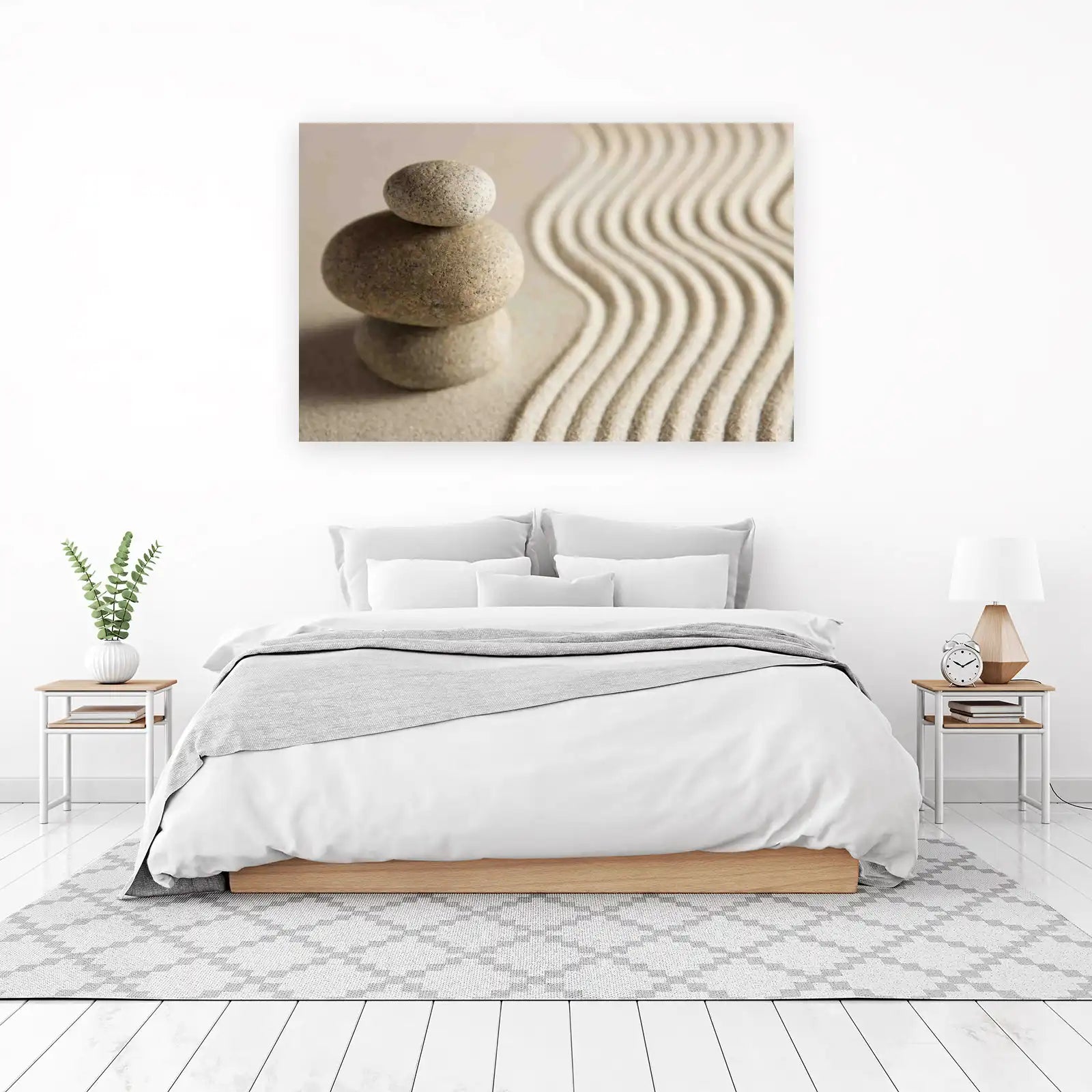 Zen Balance Stacked Stones and Sand Wall Art