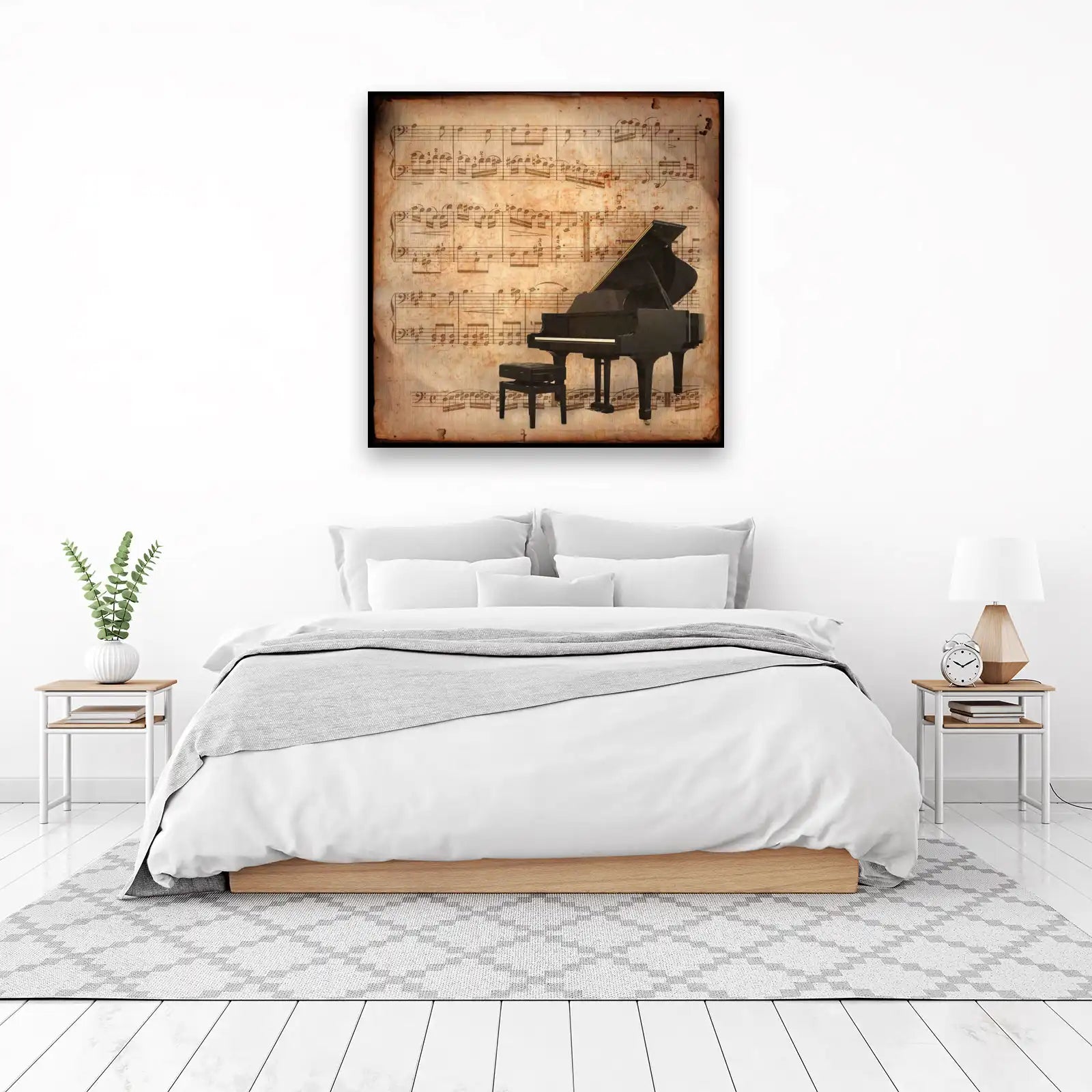 Vintage Piano & Sheet Music Wall Art