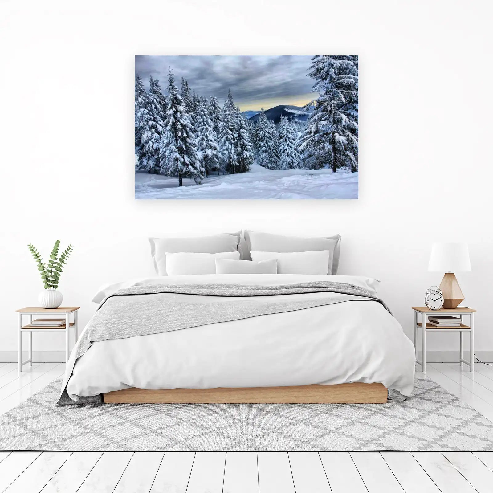 Snowy Forest Mountain Serenity Wall Art