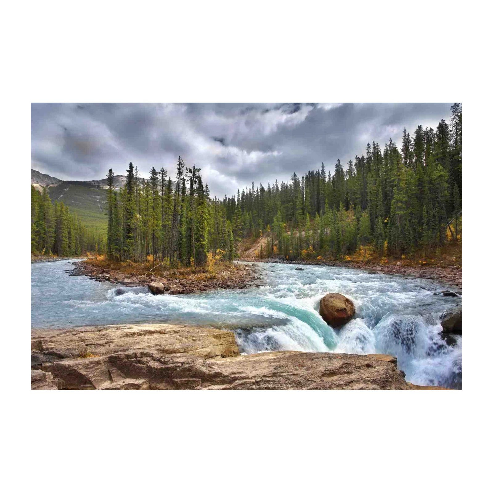 Serene Waterfall Forest Landscape Wall Art