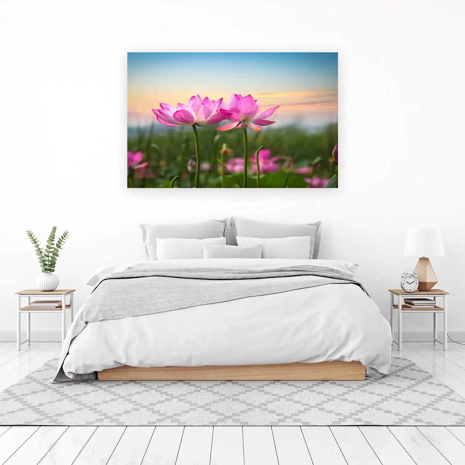 Serene Pink Lotus Blooms Wall Art