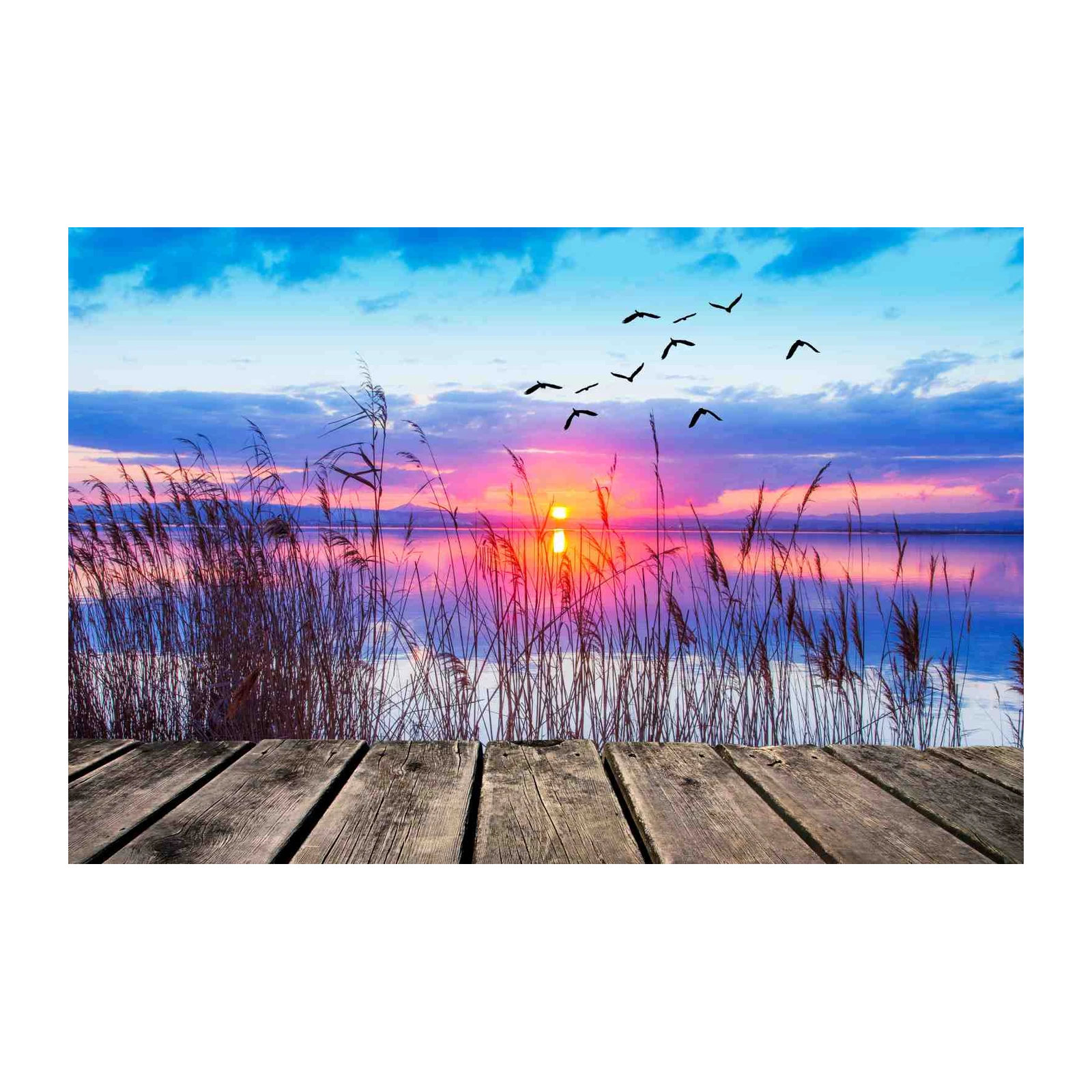 Sunset Serenity: Tranquil Lake Wall Art
