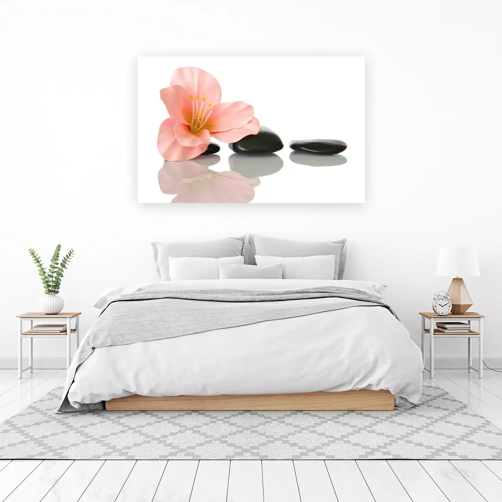 Serene Pink Lily & Zen Stones Wall Art