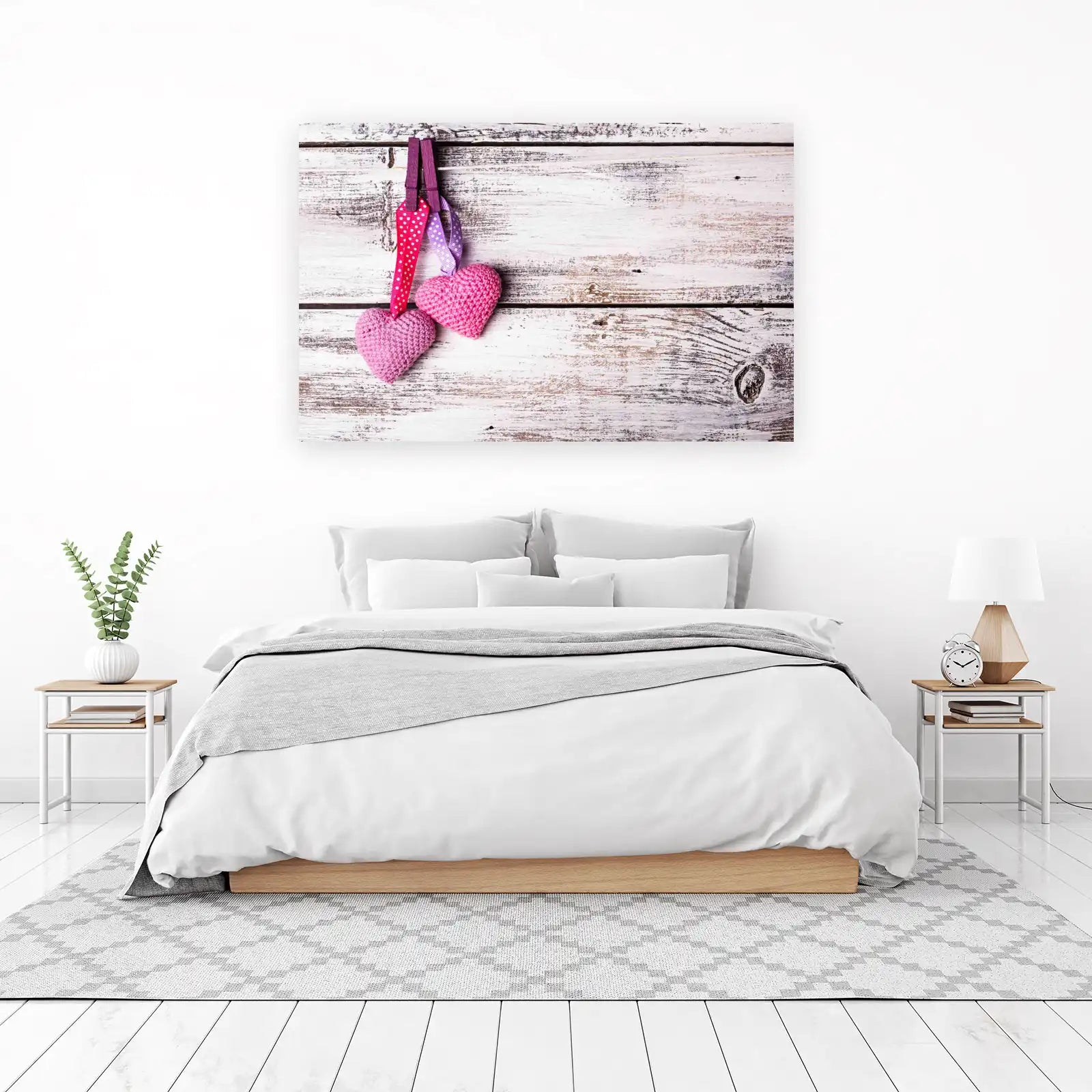 Pink Crochet Hearts Rustic Charm Wall Art