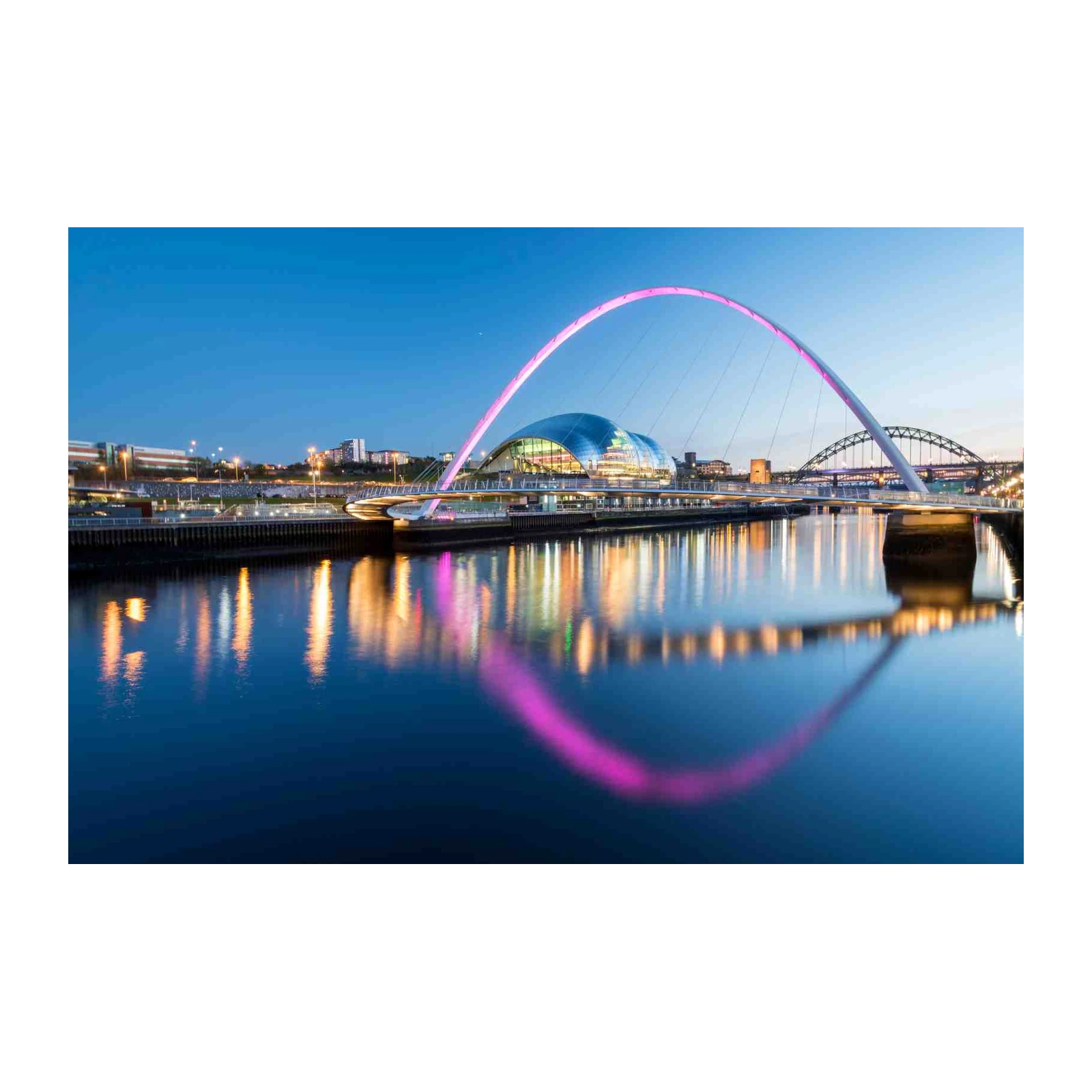 Modern Cityscape Bridge & River Night Wall Art