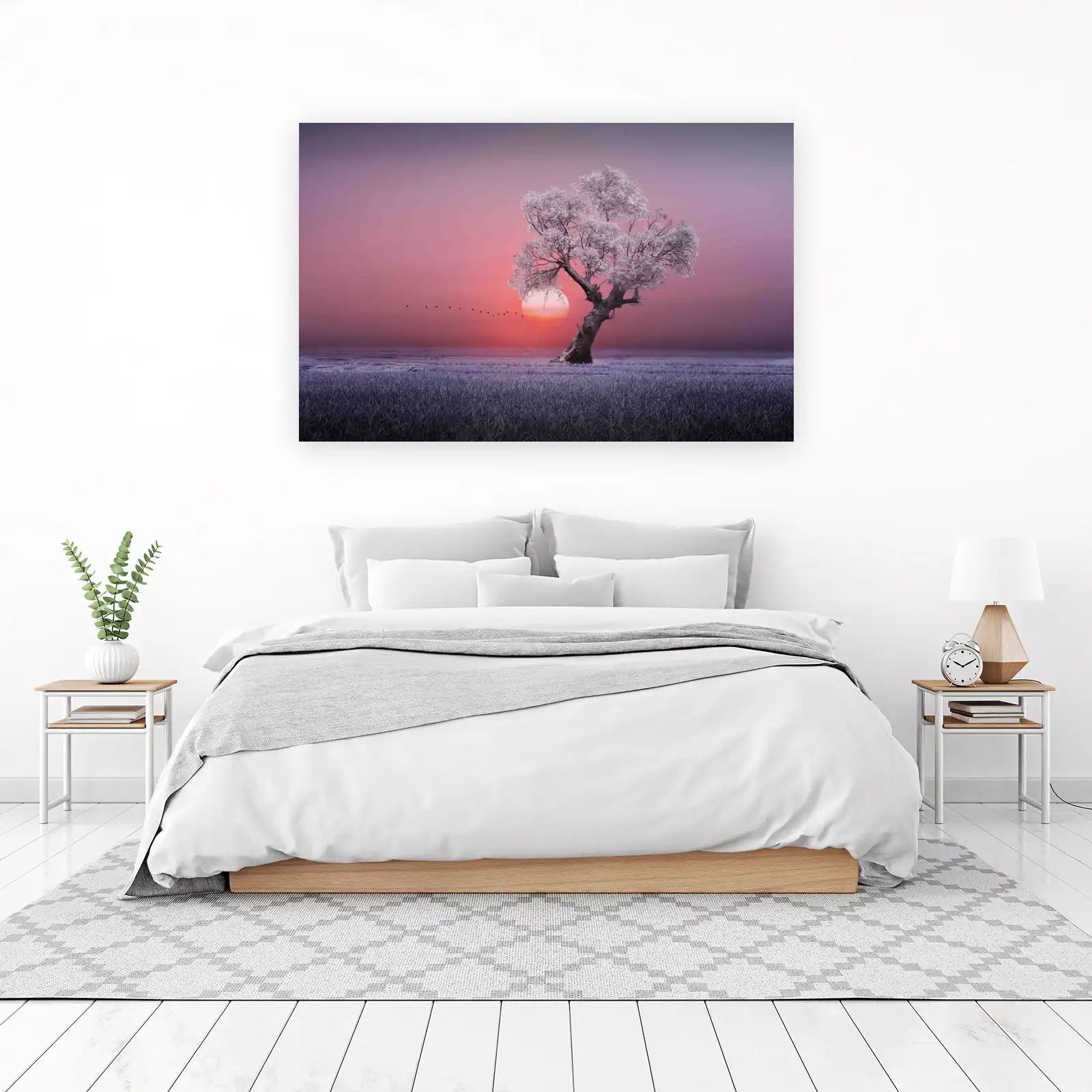 Serene Sunset Tree Landscape Wall Art