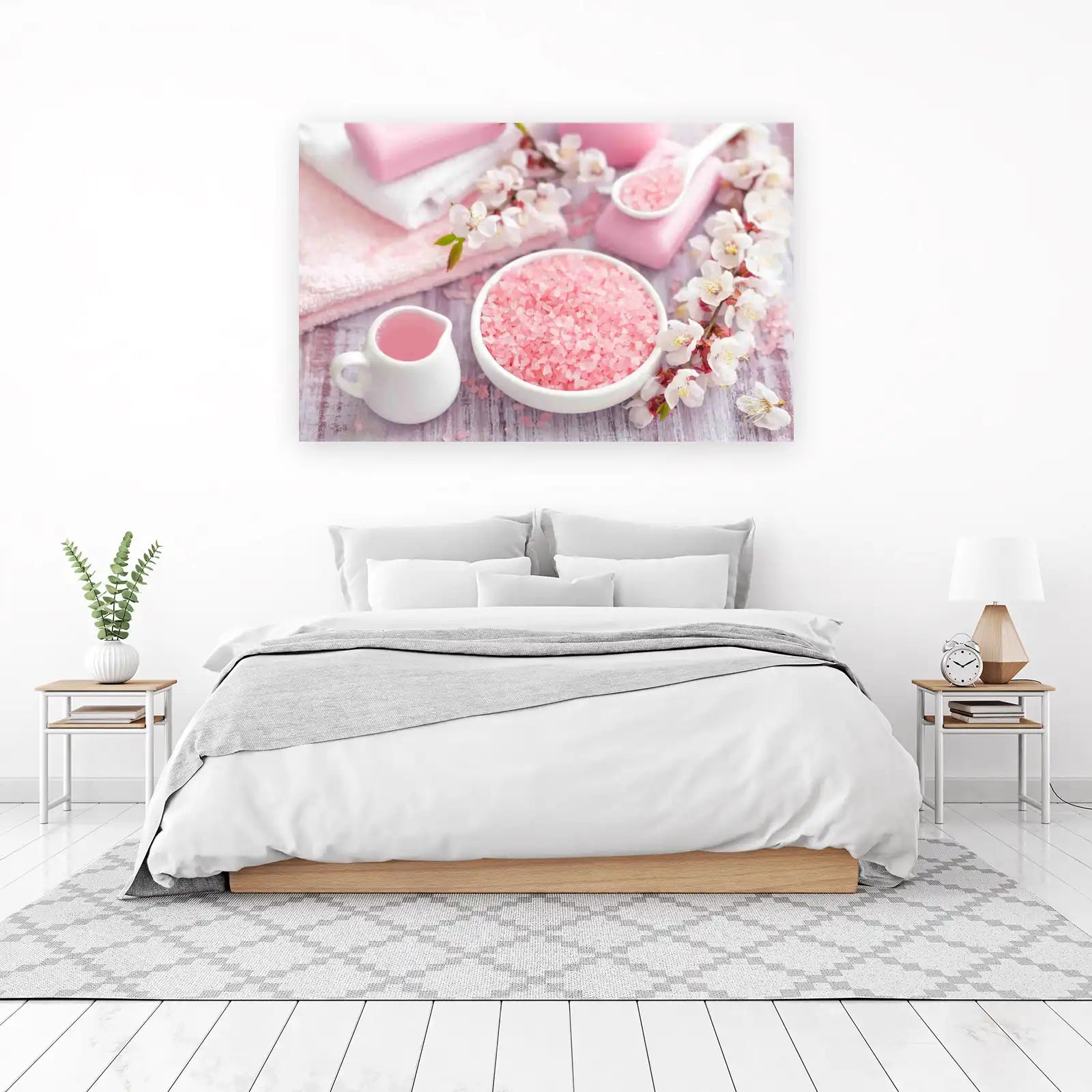 Serene Pink Spa & Cherry Blossoms Wall Art