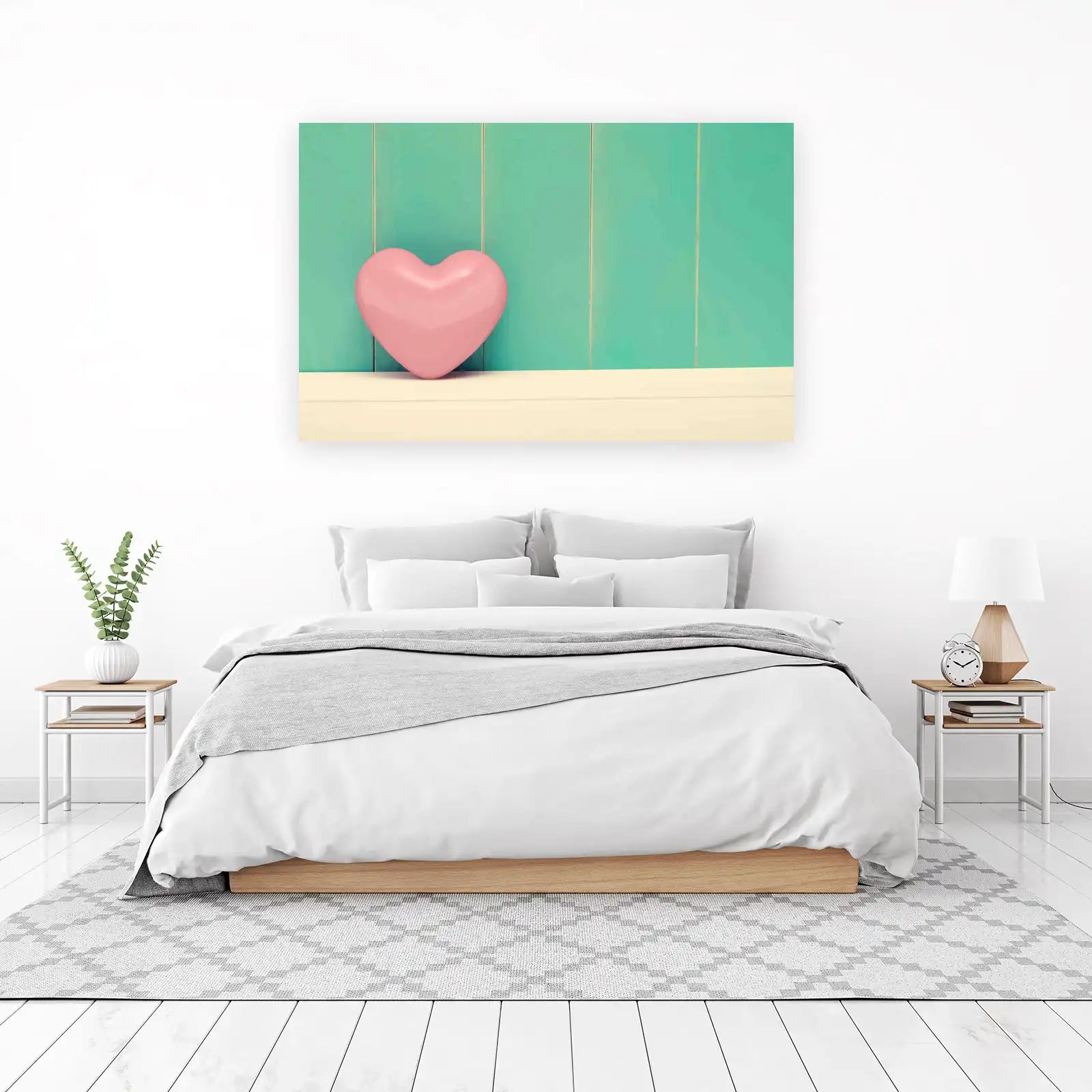 Pink Heart Charm Vintage Coastal Wall Art