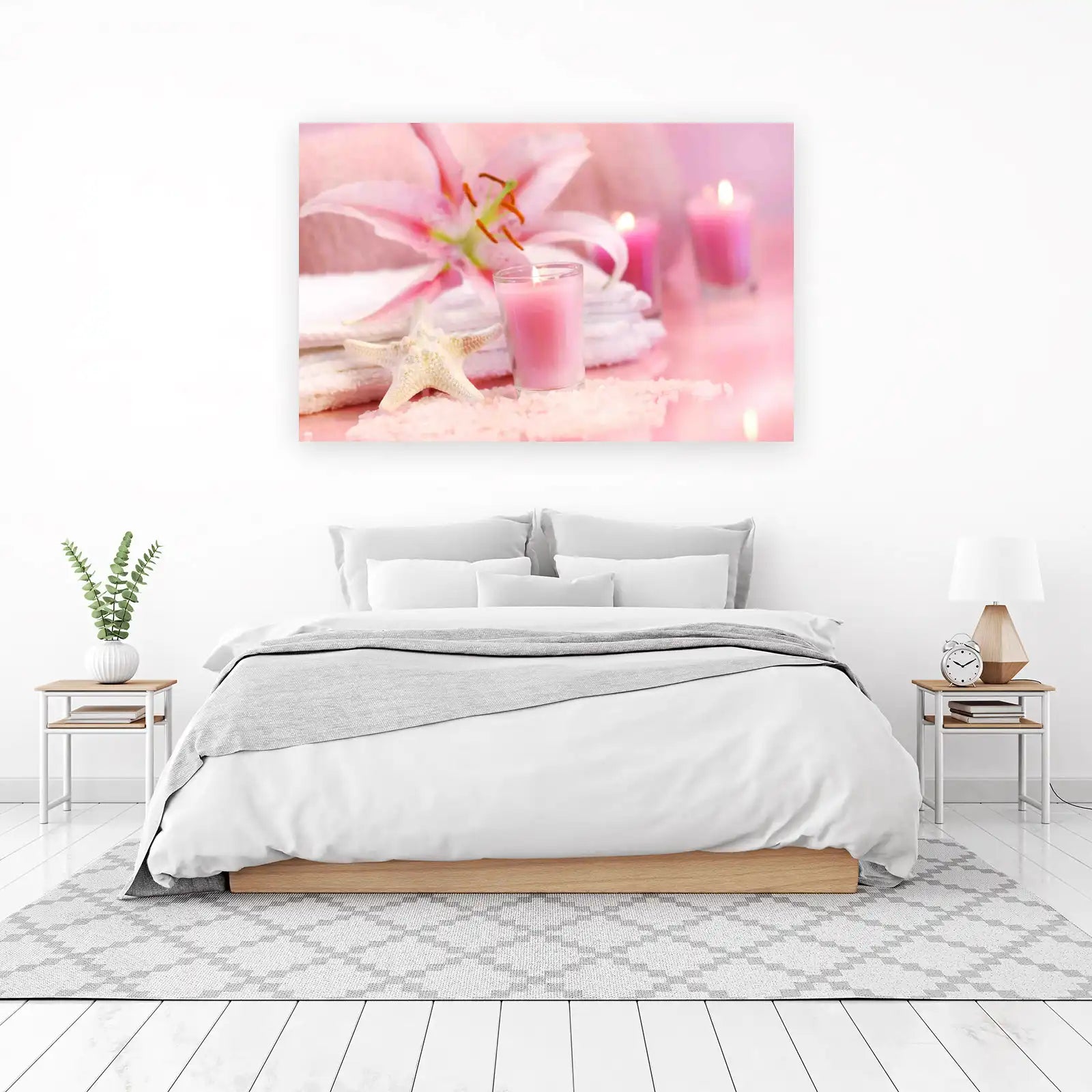 Tranquil Pink Lily & Candle Spa Wall Art