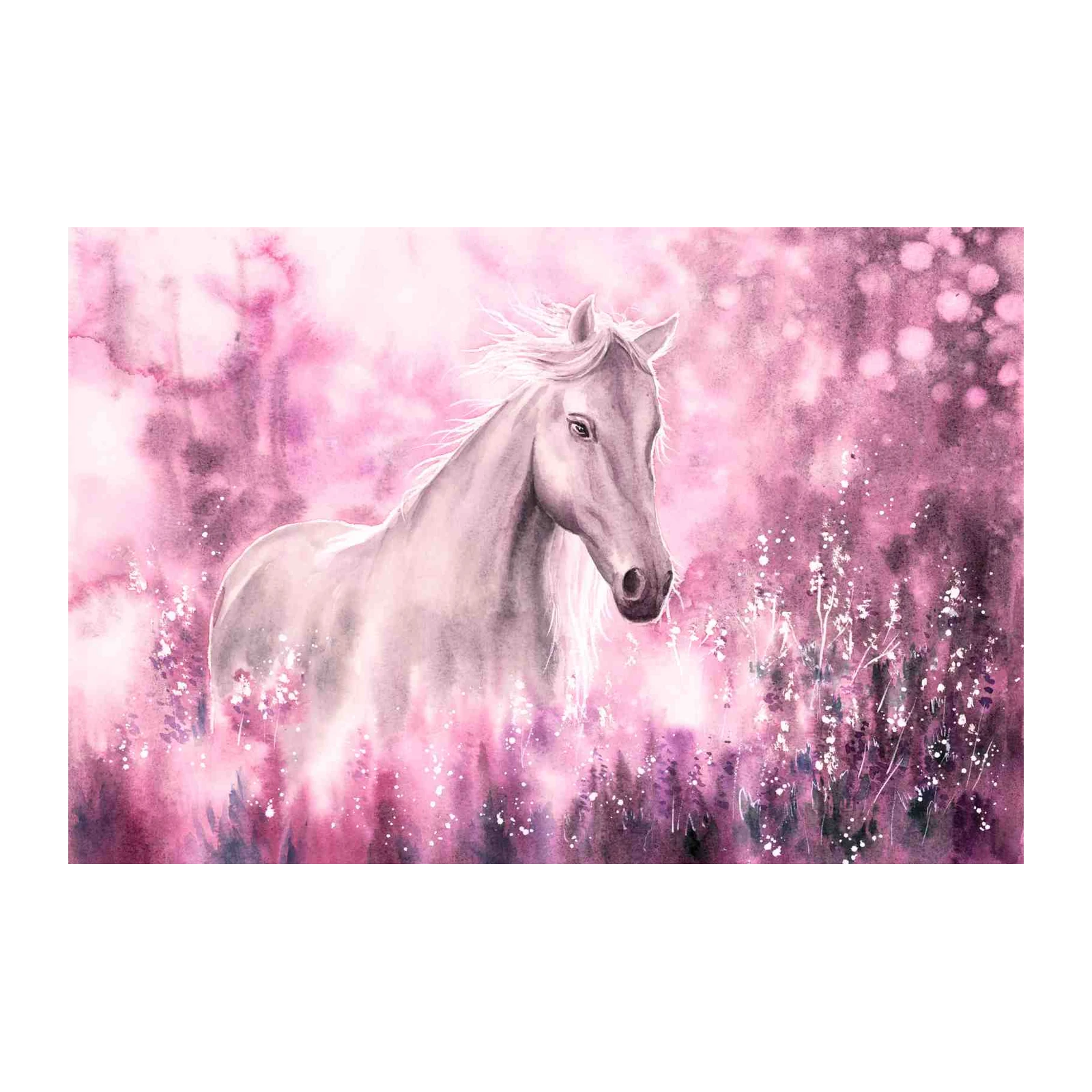 Majestic Pink Horse Watercolor Wall Art