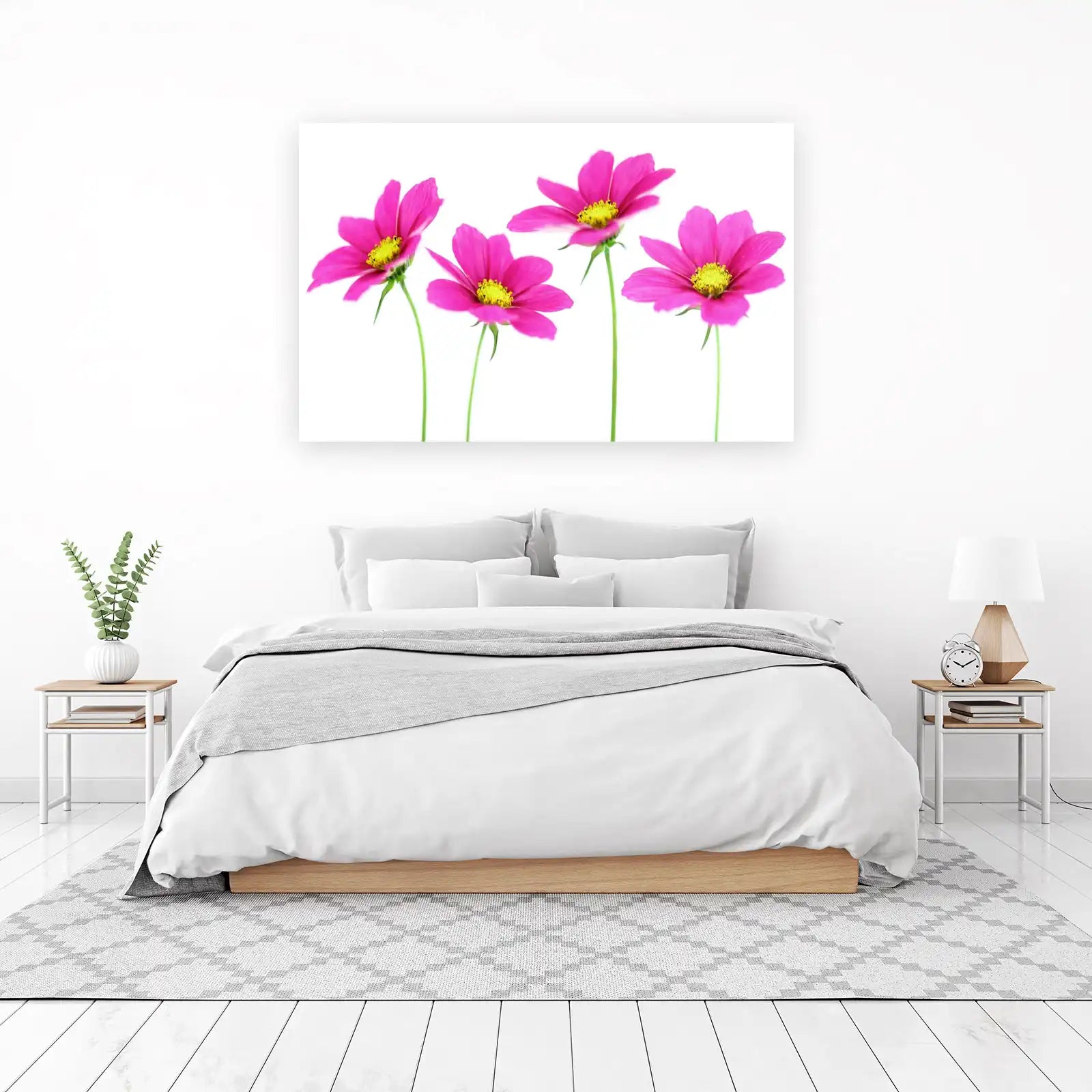 Vibrant Pink Cosmos Floral Art Wall Art