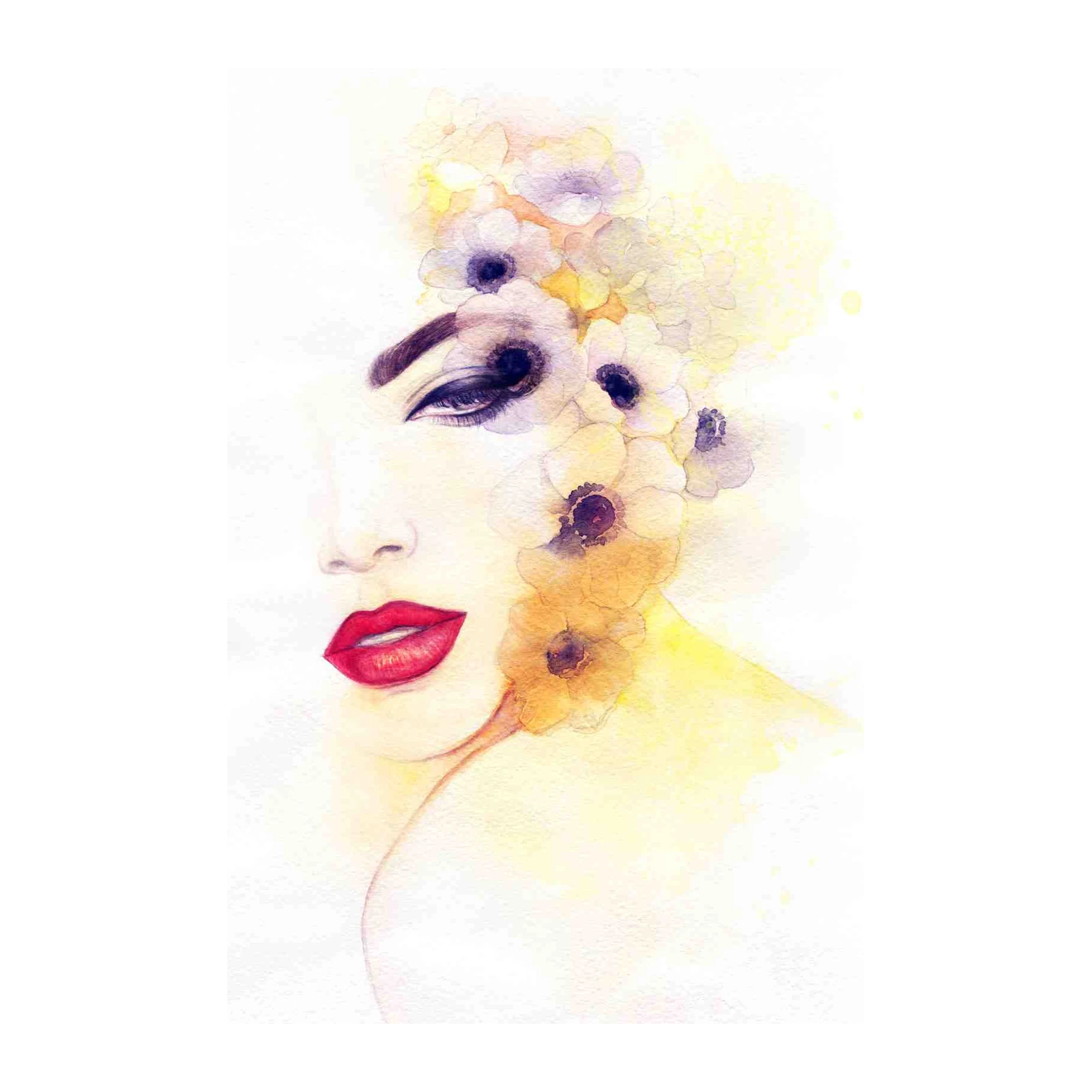 Floral Dreams Watercolor Portrait Wall Art