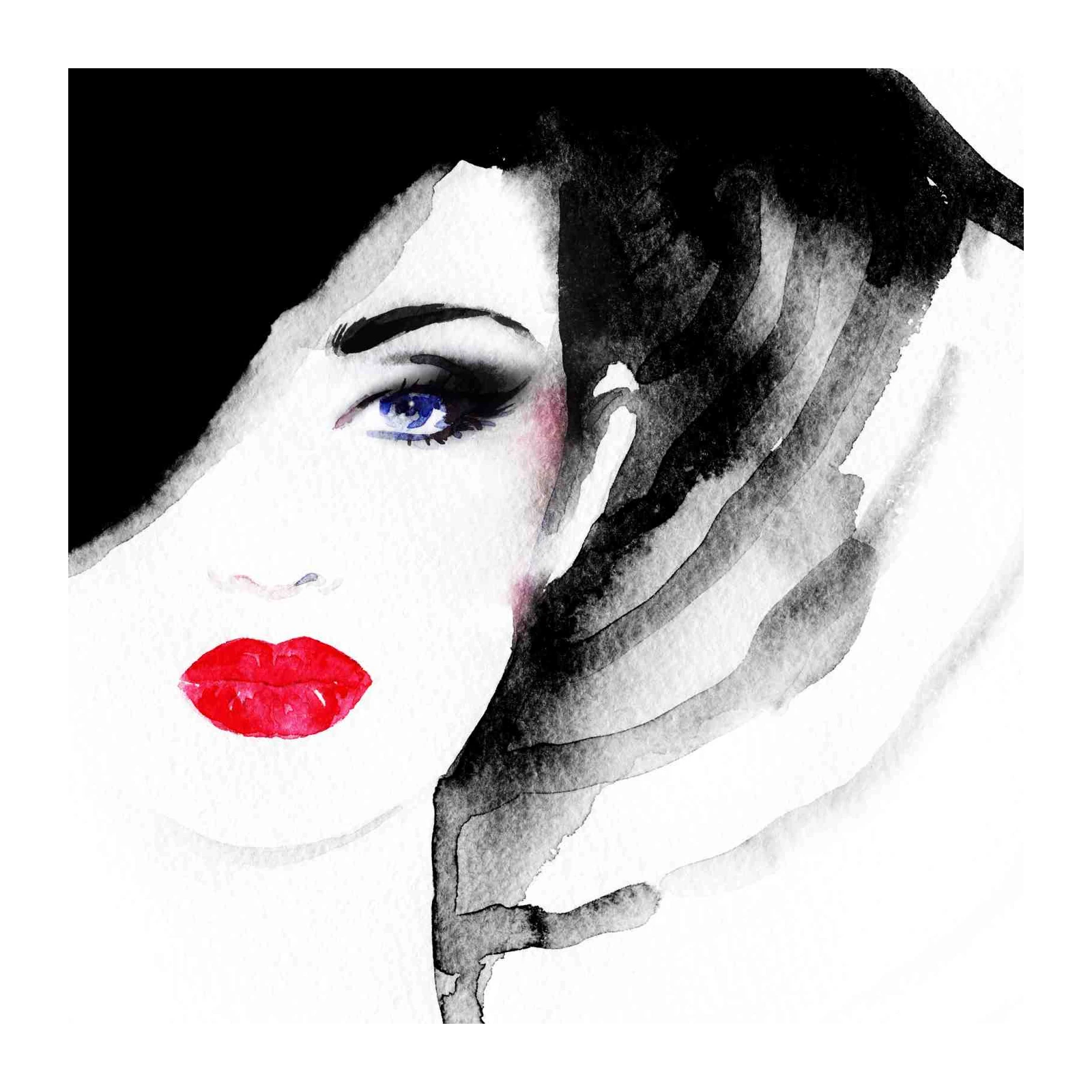 Bold Red Lips & Blue Eye Portrait Wall Art