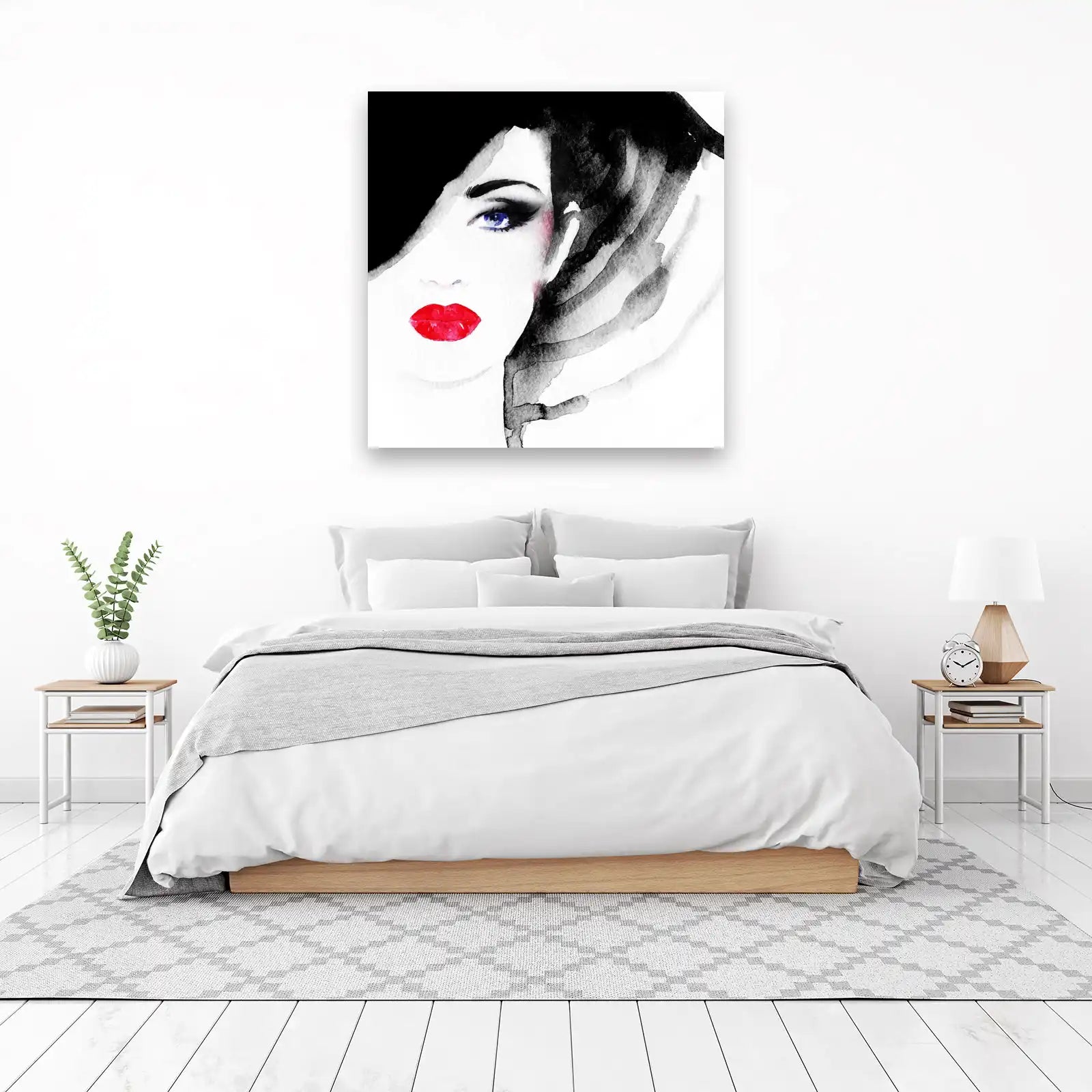 Bold Red Lips & Blue Eye Portrait Wall Art