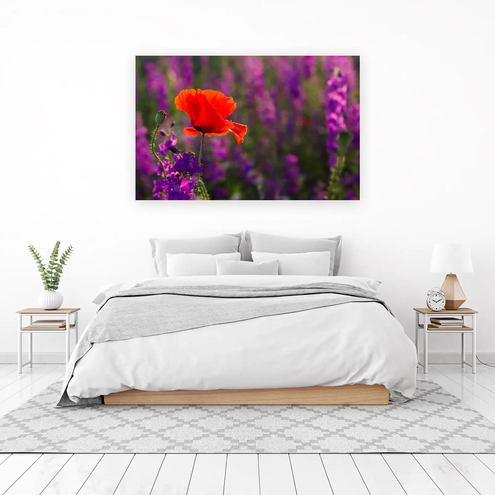 Vibrant Poppy & Lavender Field Wall Art