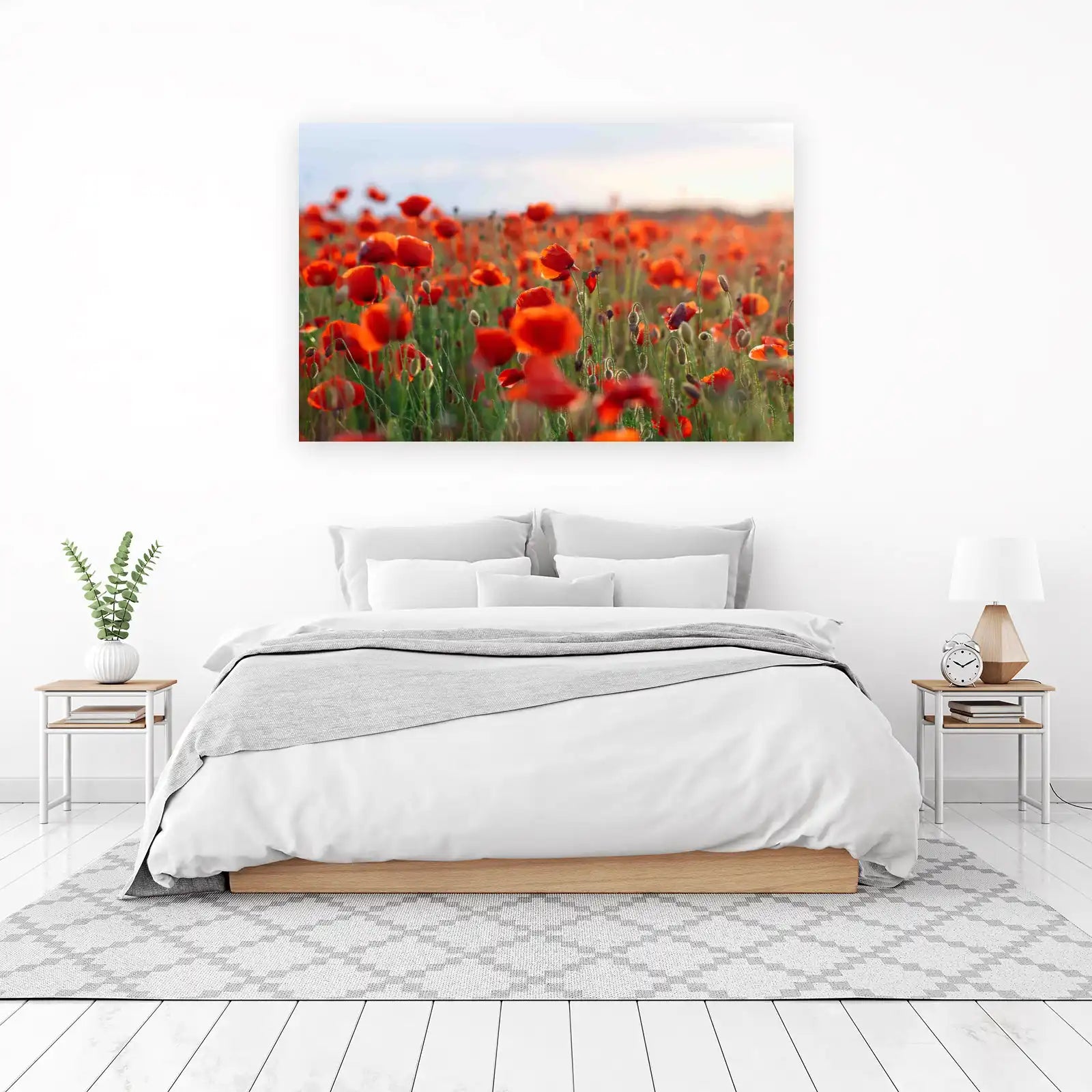 Vibrant Red Poppy Field Sunset Wall Art