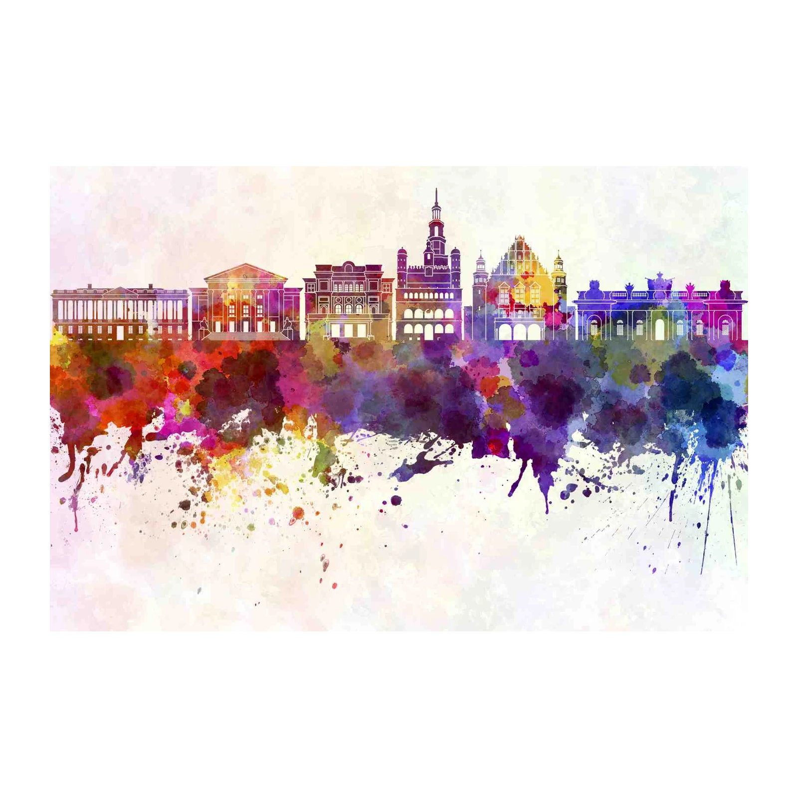 Vibrant Watercolor Cityscape Wall Art