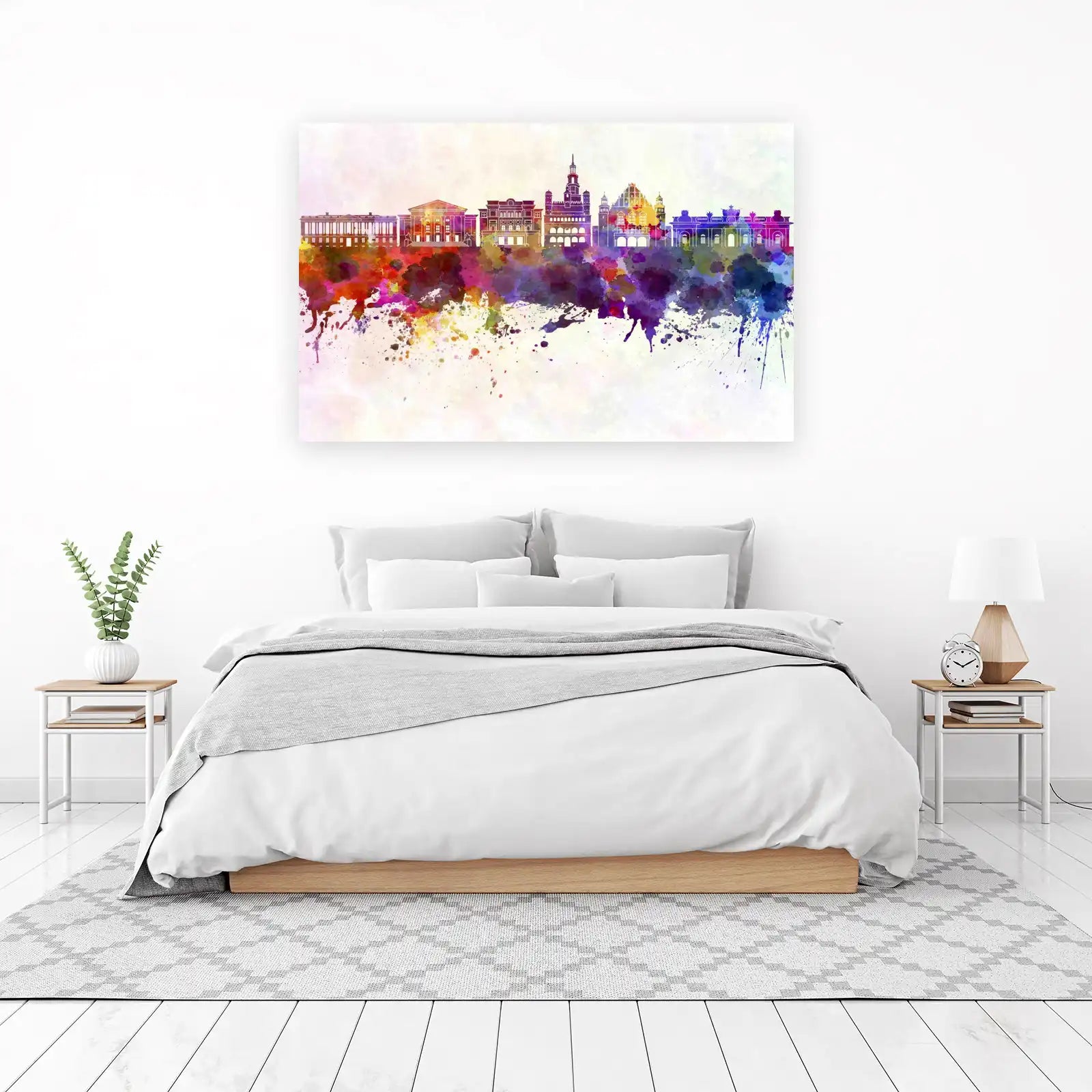 Vibrant Watercolor Cityscape Wall Art