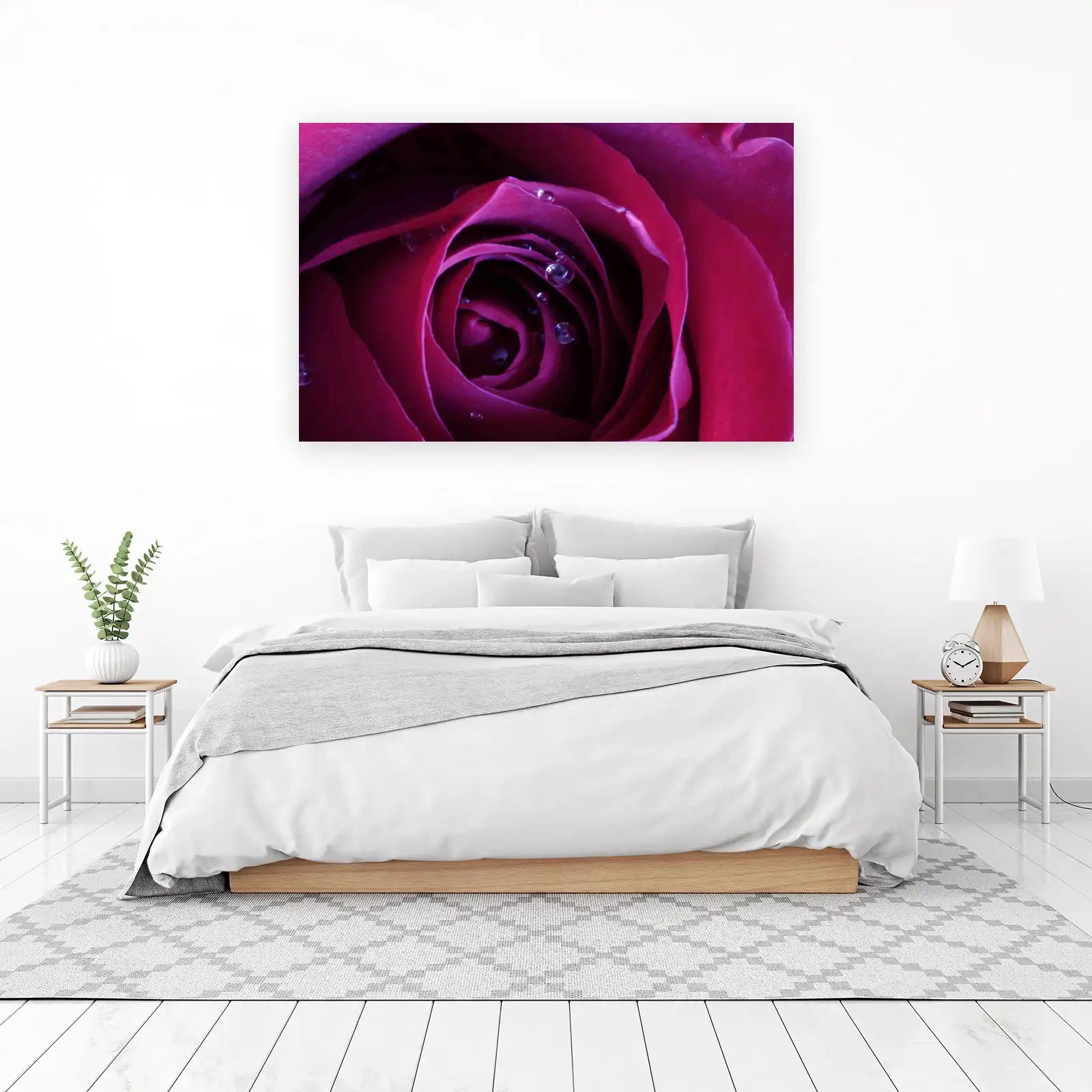 Deep Red Rose with Water Droplets Wall Art