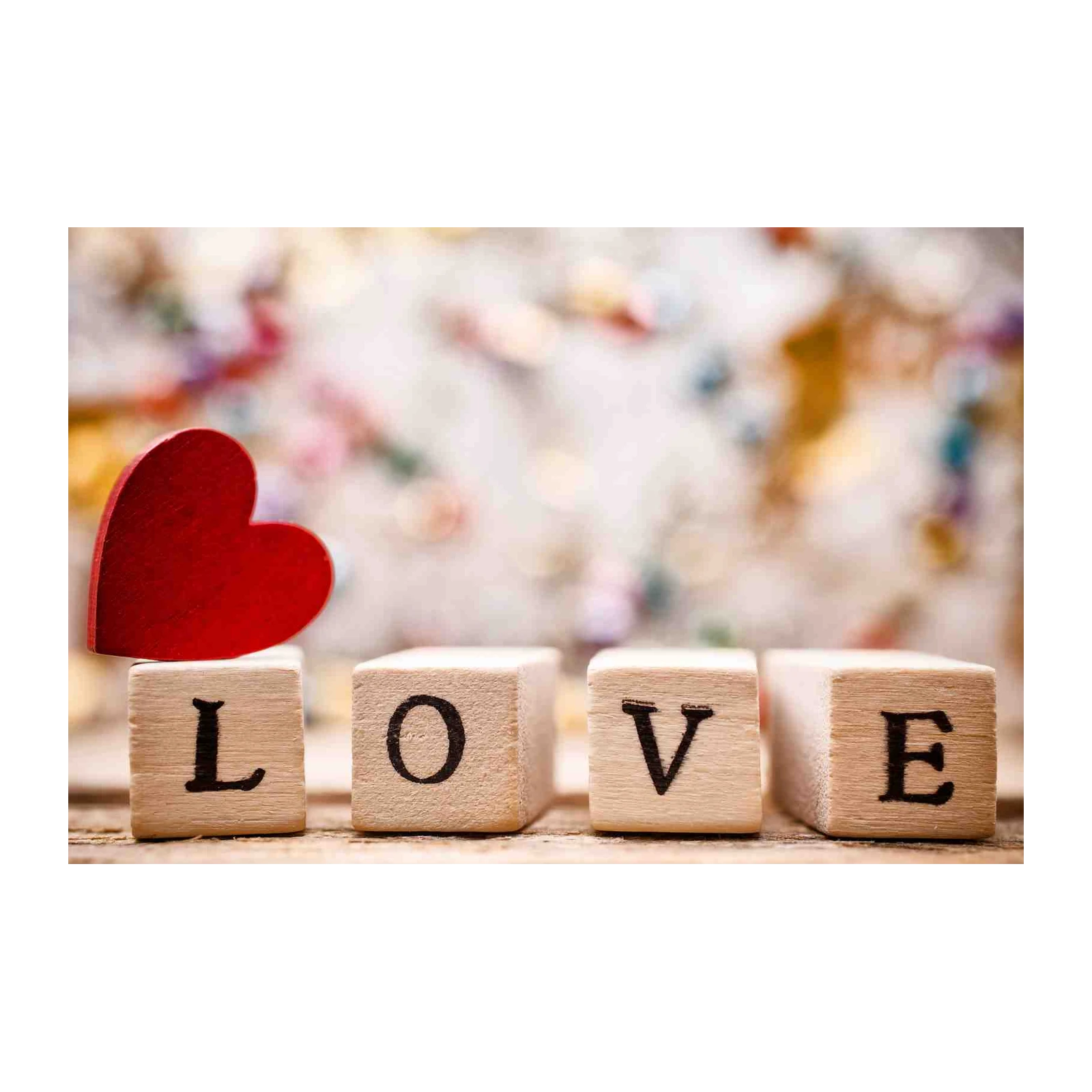 Wooden Love Blocks & Red Heart Wall Art