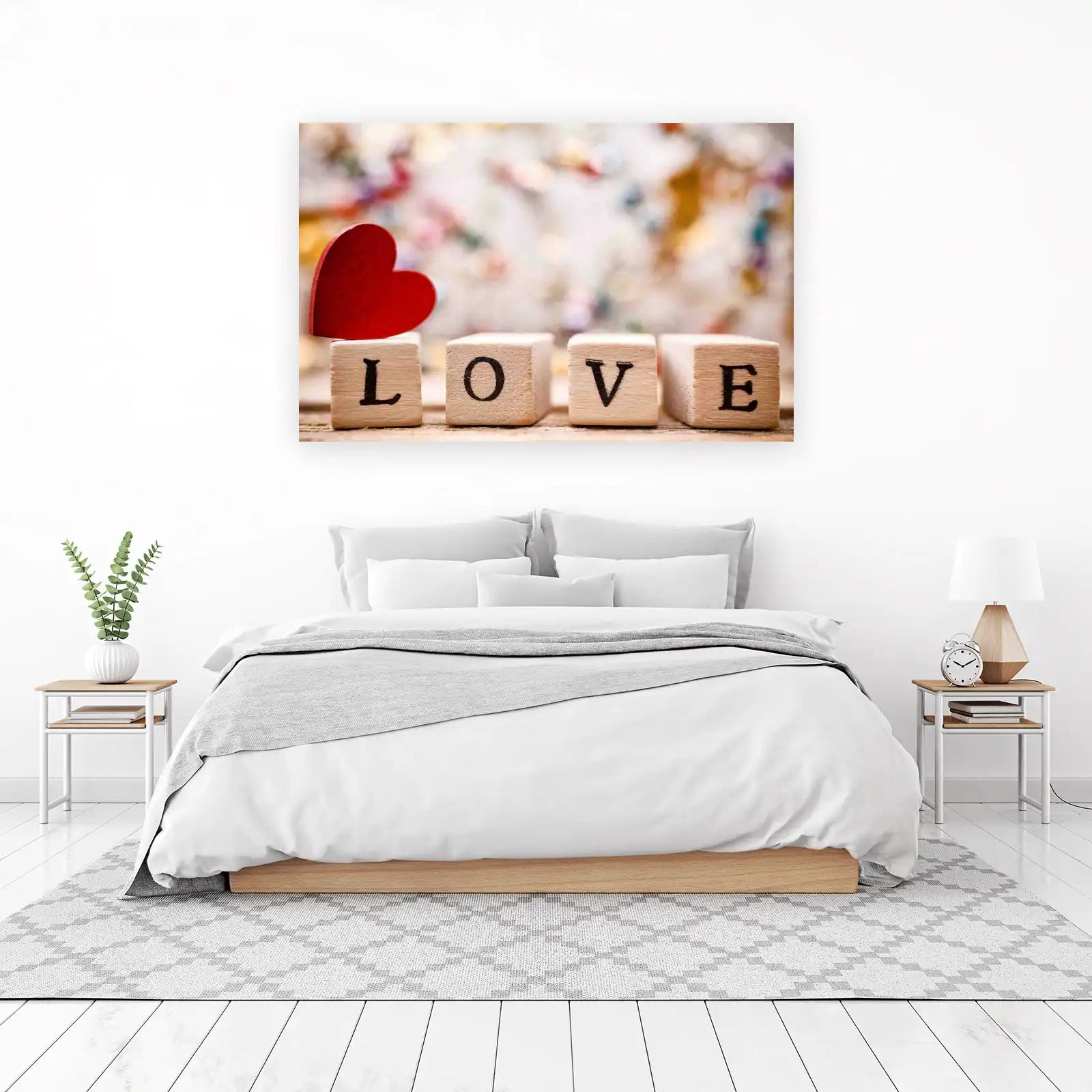 Wooden Love Blocks & Red Heart Wall Art
