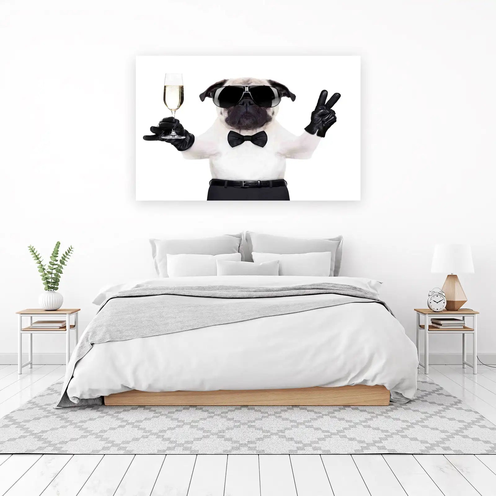 Dapper Pug with Champagne Wall Art