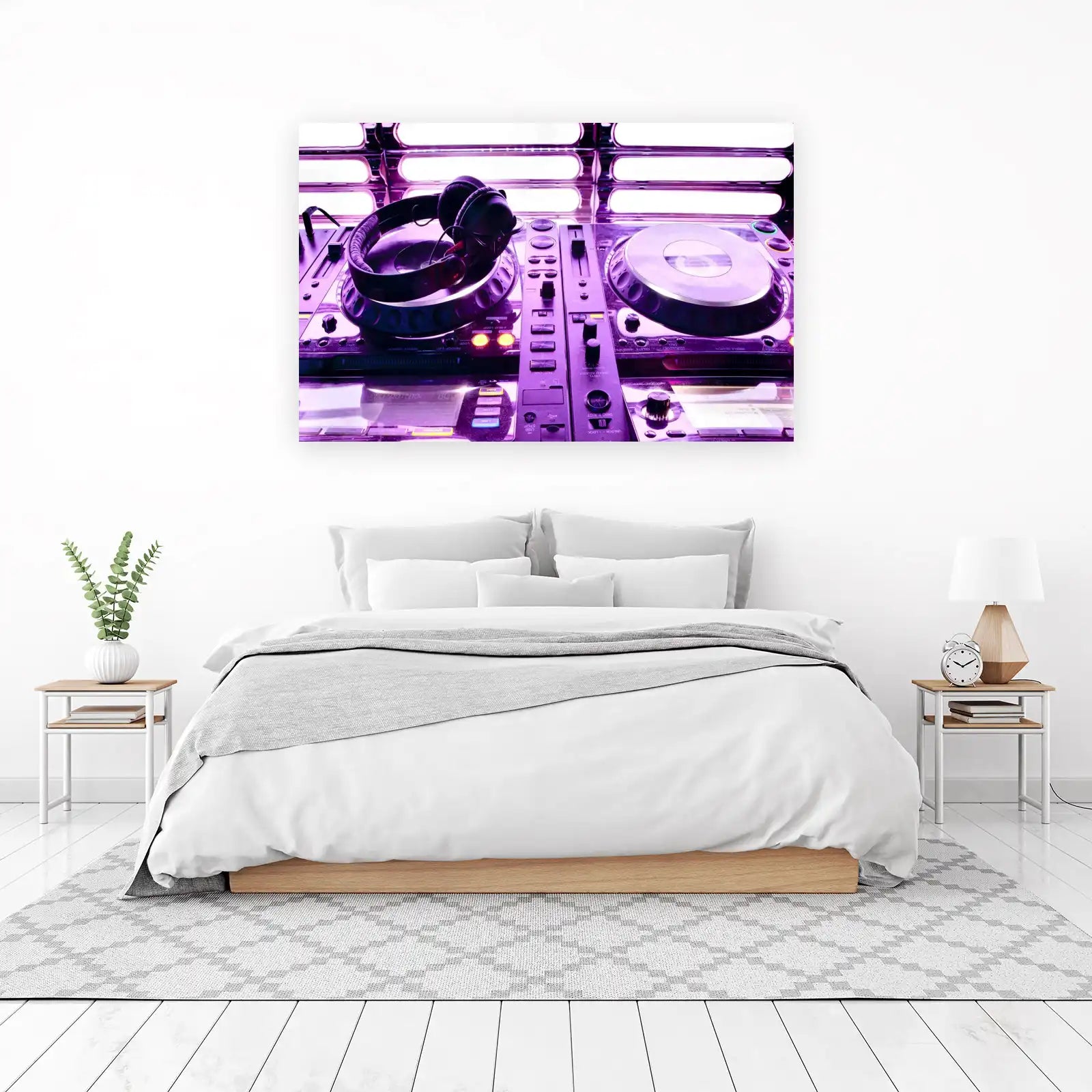 Purple DJ Set Headphones Wall Art